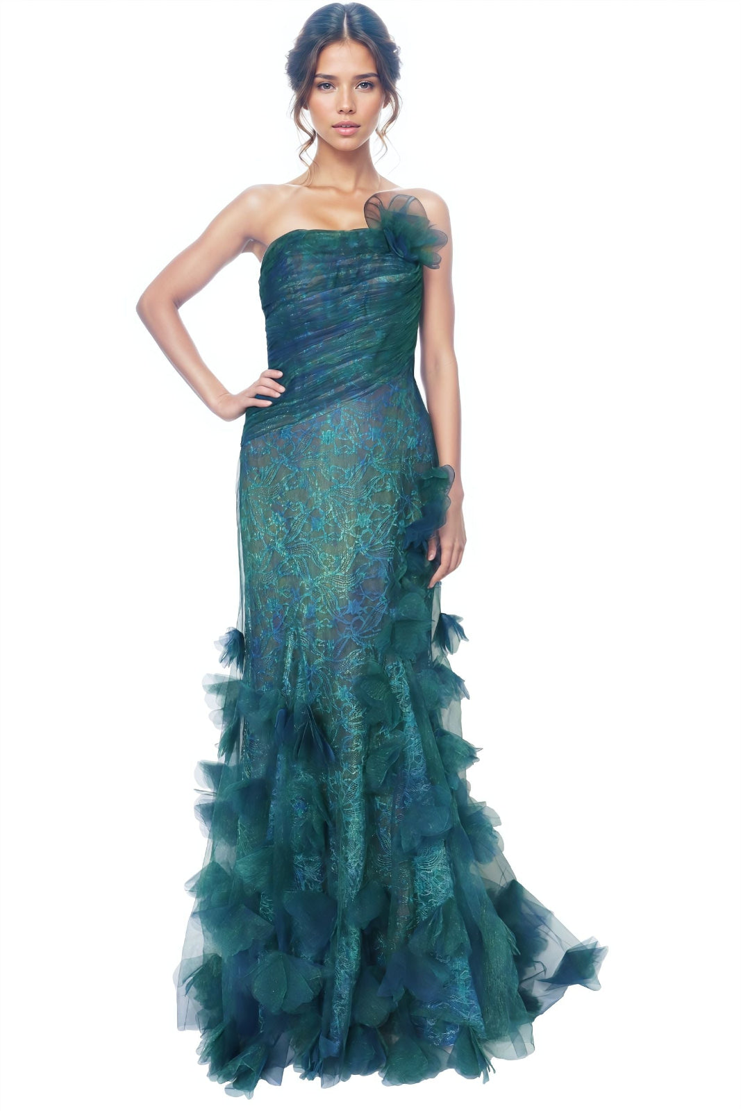 Strapless Tulle & Lace Mermaid Gown Gown Rene Ruiz Collection