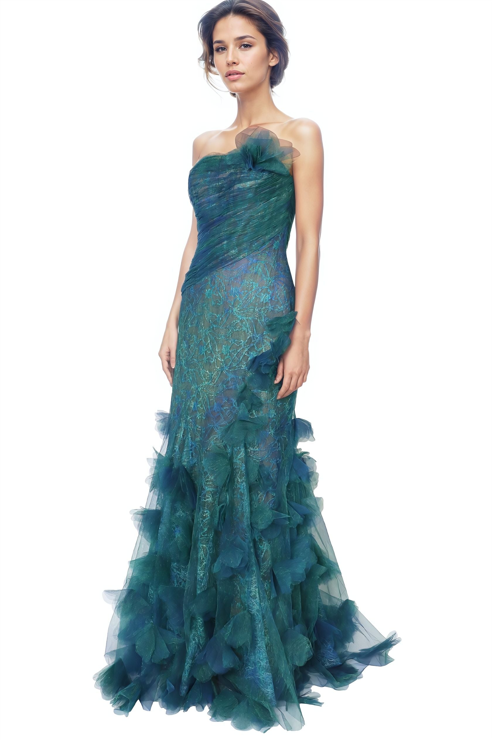 Strapless Tulle & Lace Mermaid Gown Gown Rene Ruiz Collection