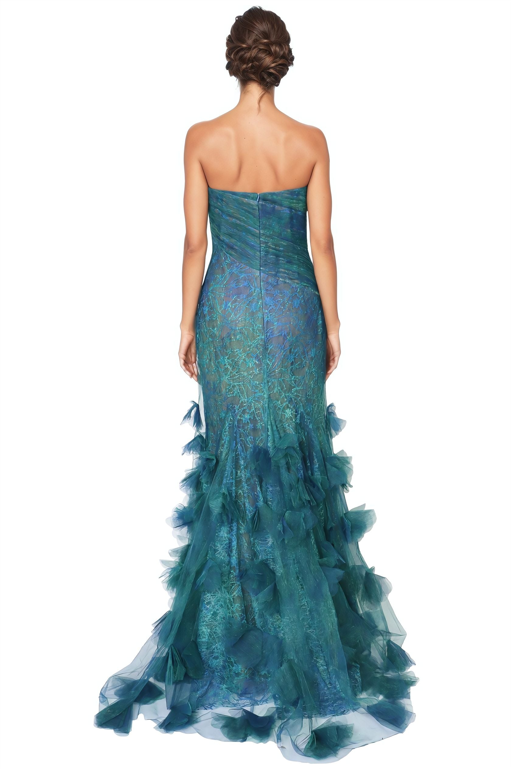 Strapless Tulle & Lace Mermaid Gown Gown Rene Ruiz Collection