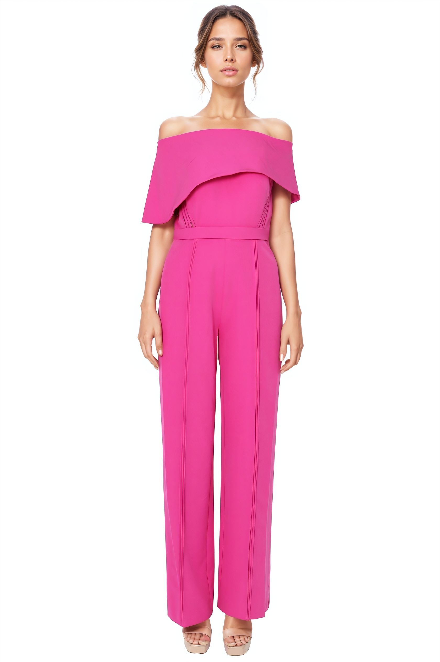 Off the Shoulder Crepe Jumpsuit Jumpsuit Rene Ruiz Collection