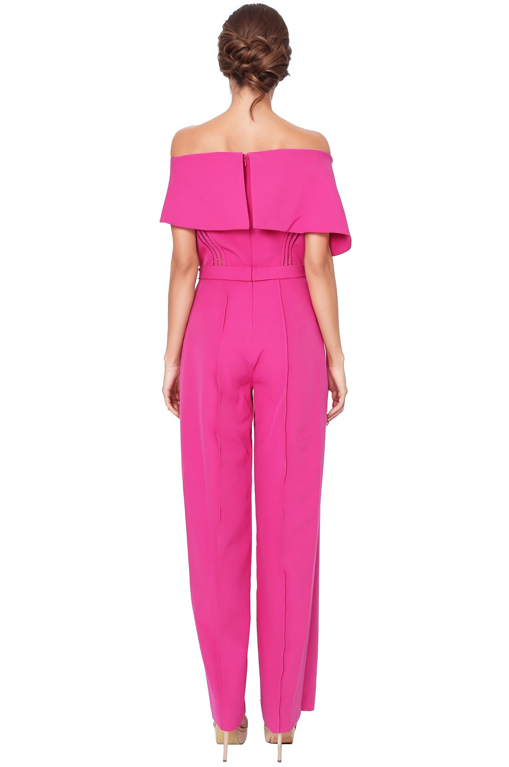 Off the Shoulder Crepe Jumpsuit Jumpsuit Rene Ruiz Collection