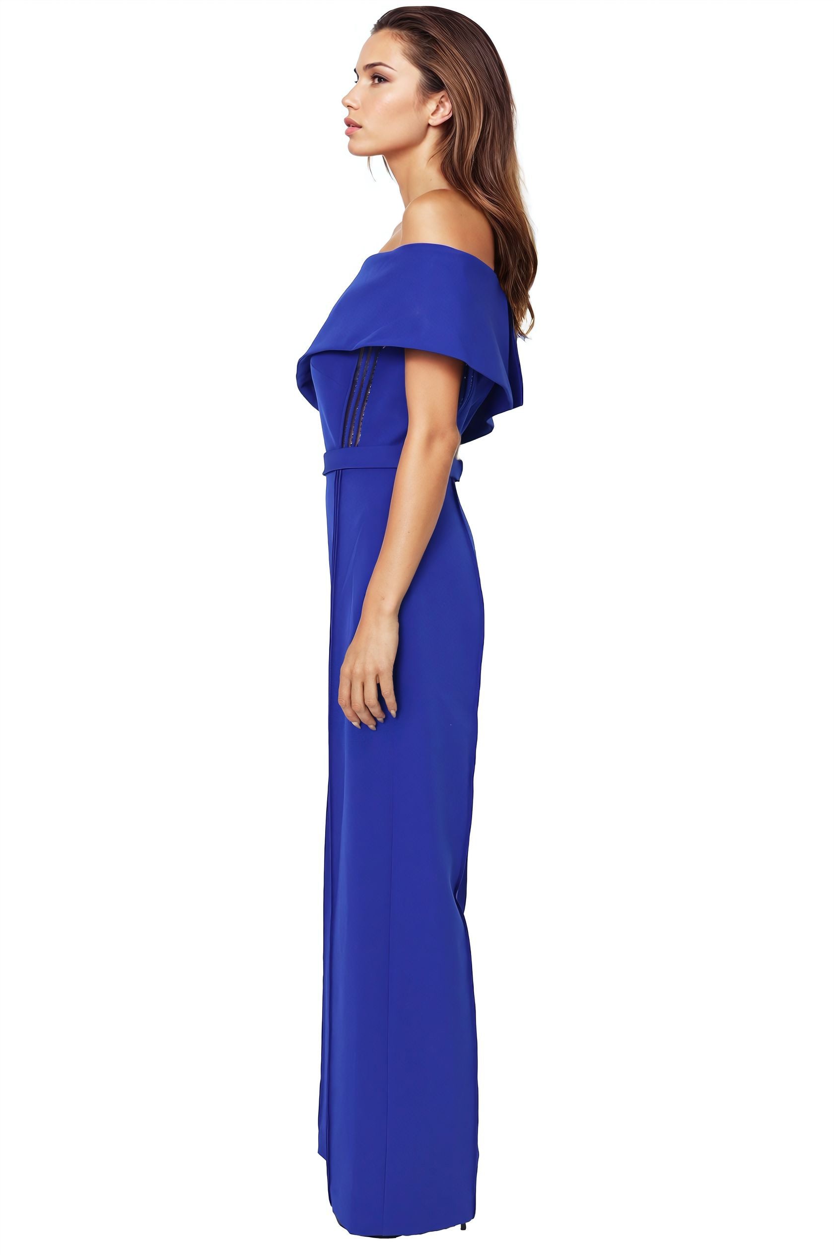 Off the Shoulder Crepe Jumpsuit Jumpsuit Rene Ruiz Collection