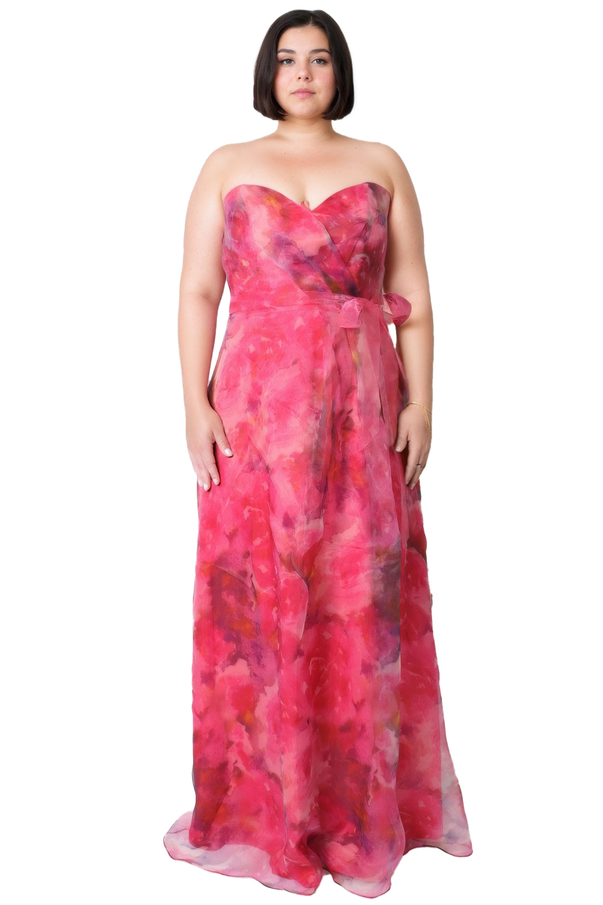 Strapless Organza Gown Gown Rene Ruiz Collection 2 Pink