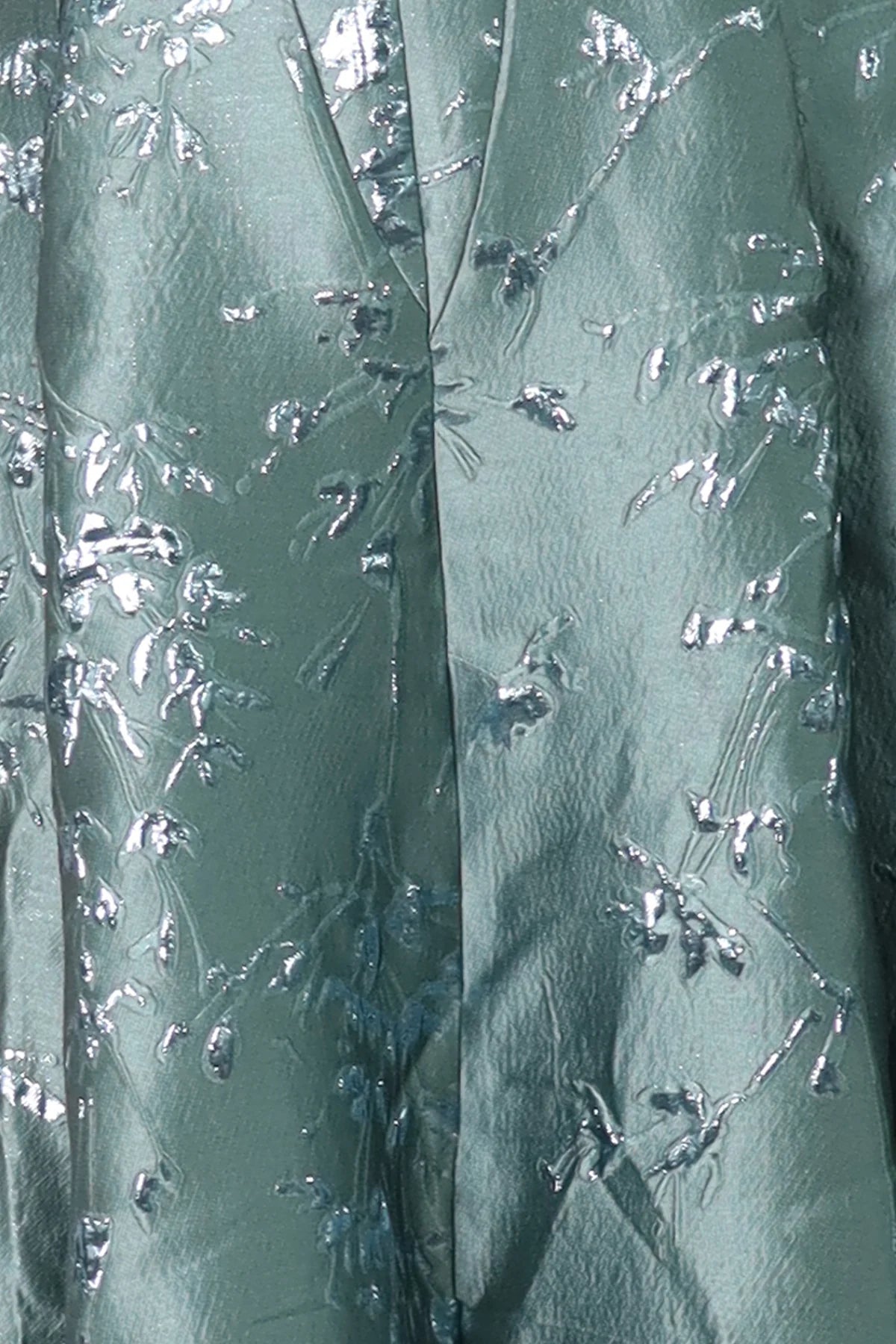 One Shoulder Brocade Metallic Floral A-Line Gown Gown Rene Ruiz Collection