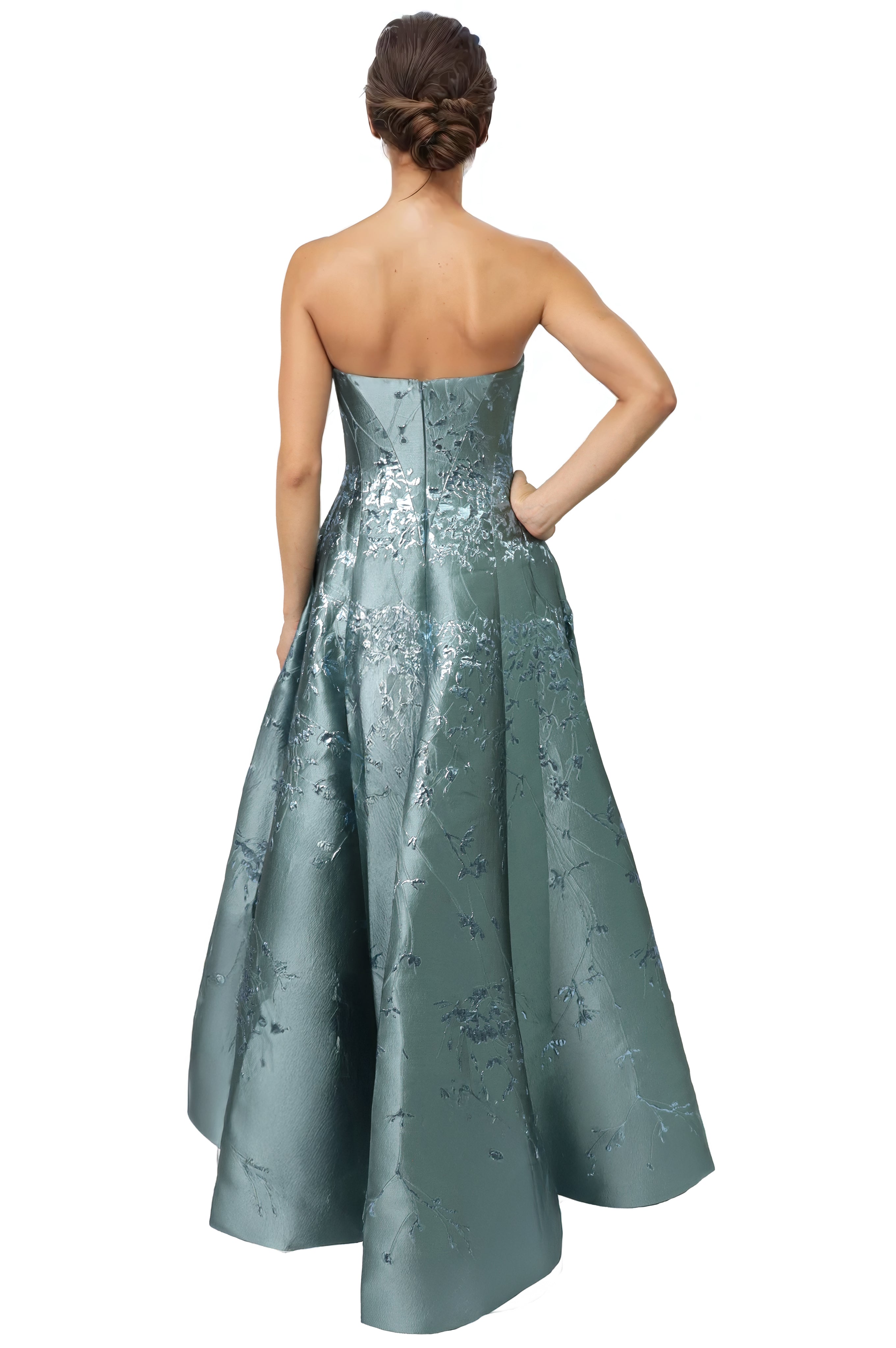 Floral Sweetheart A-Line Brocade Gown Gown Rene Ruiz Collection