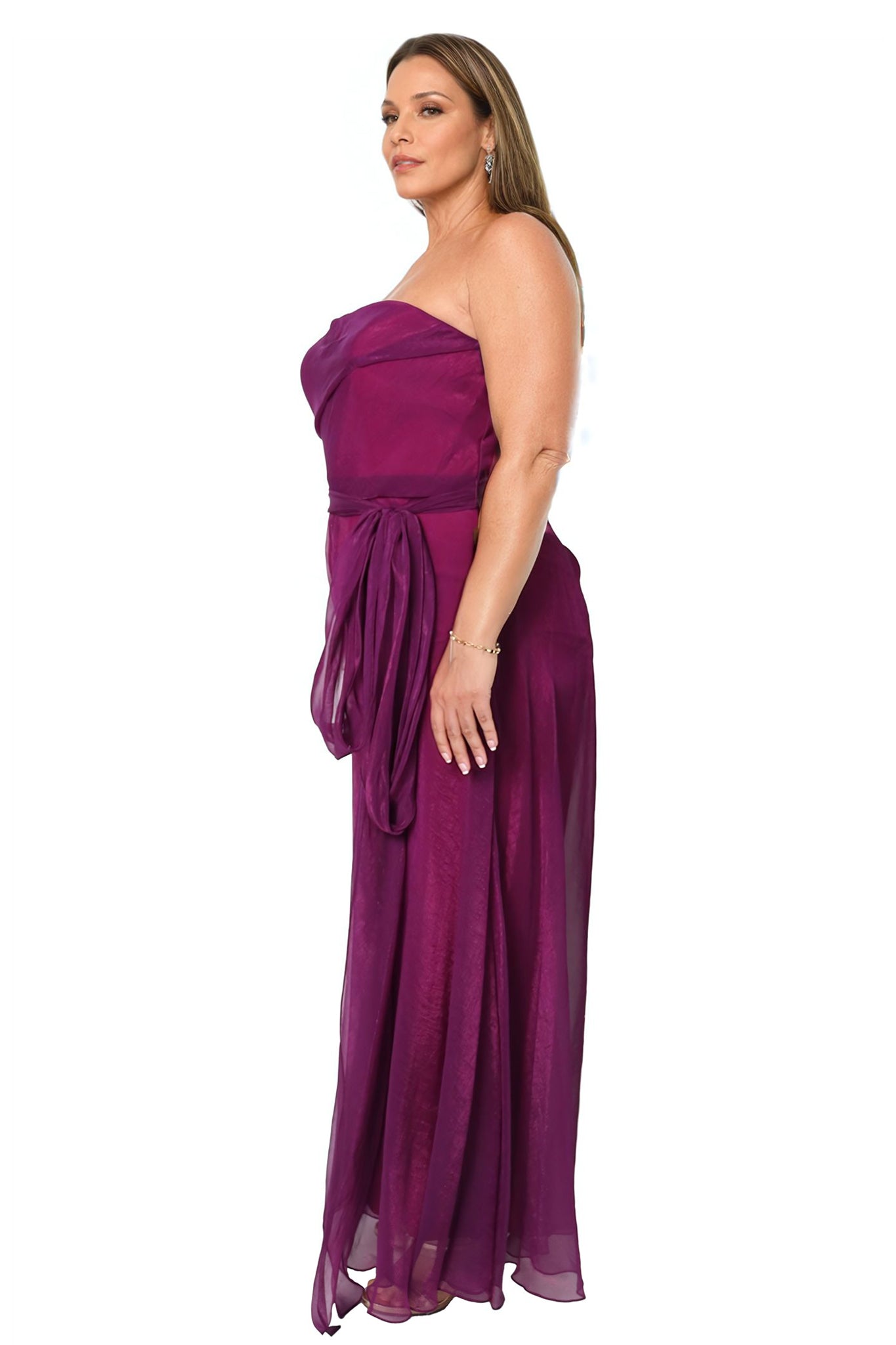 Strapless Organza Jumpsuit with Belt Jumpsuit Rene Ruiz Collection