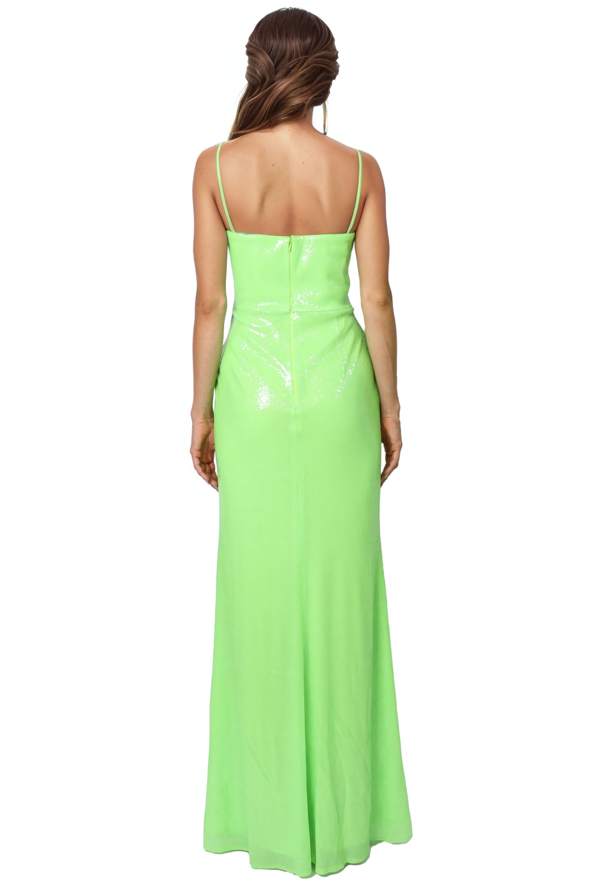 Spaghetti Strap Fit and Flare Sequin Midi Gown Rene Ruiz Collection