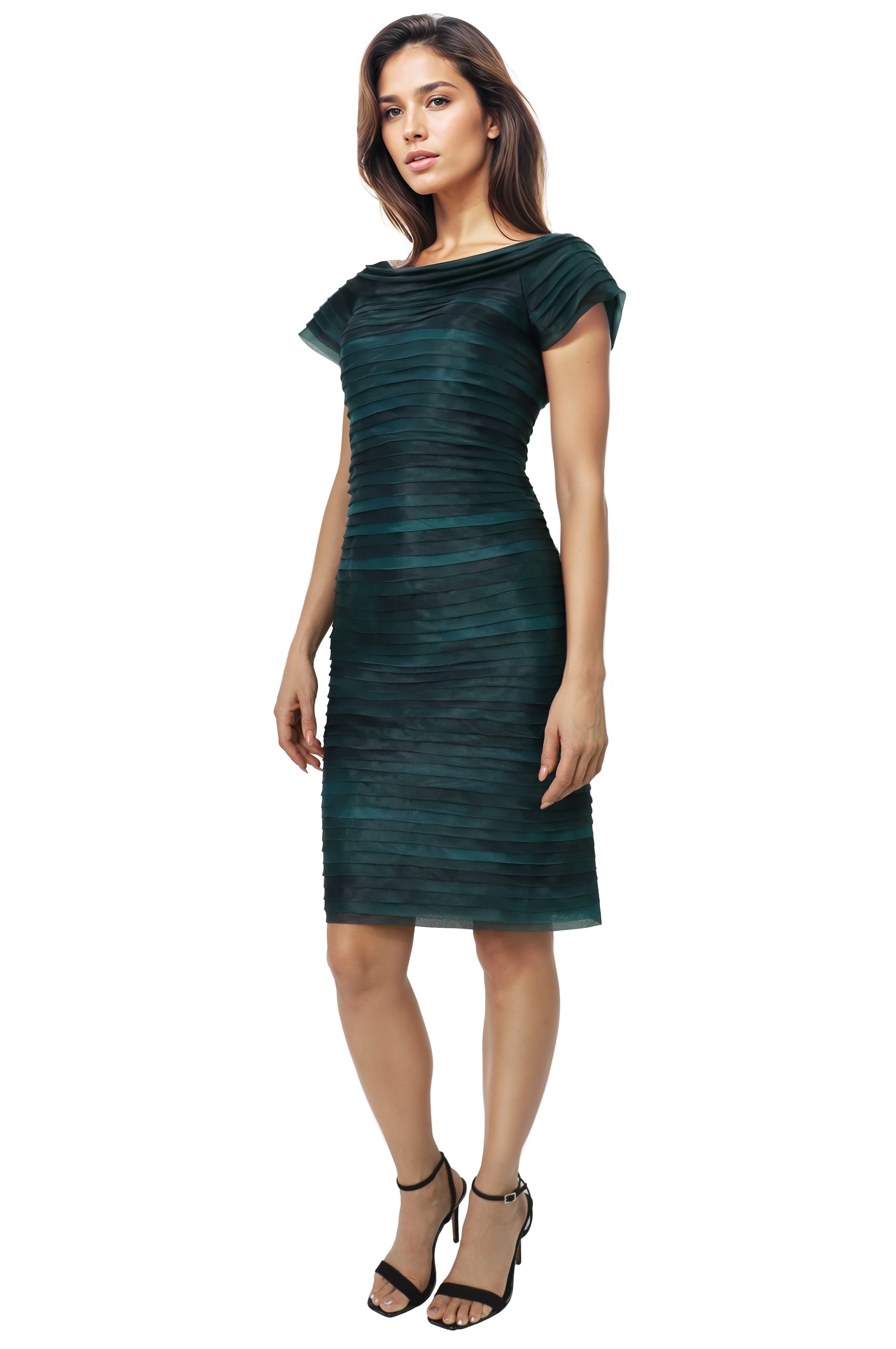 Bias Cut Fluted Organza Cocktail Cocktail Rene Ruiz Collection