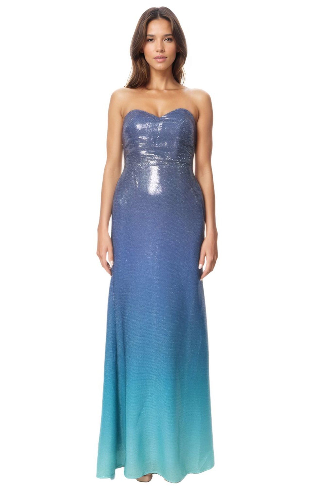 Strapless Sweetheart Ombre Sequin A-Line Gown Gown Rene Ruiz Collection