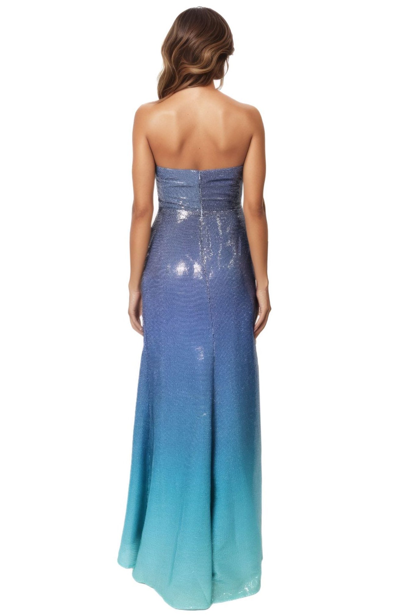 Strapless Sweetheart Ombre Sequin A-Line Gown Gown Rene Ruiz Collection