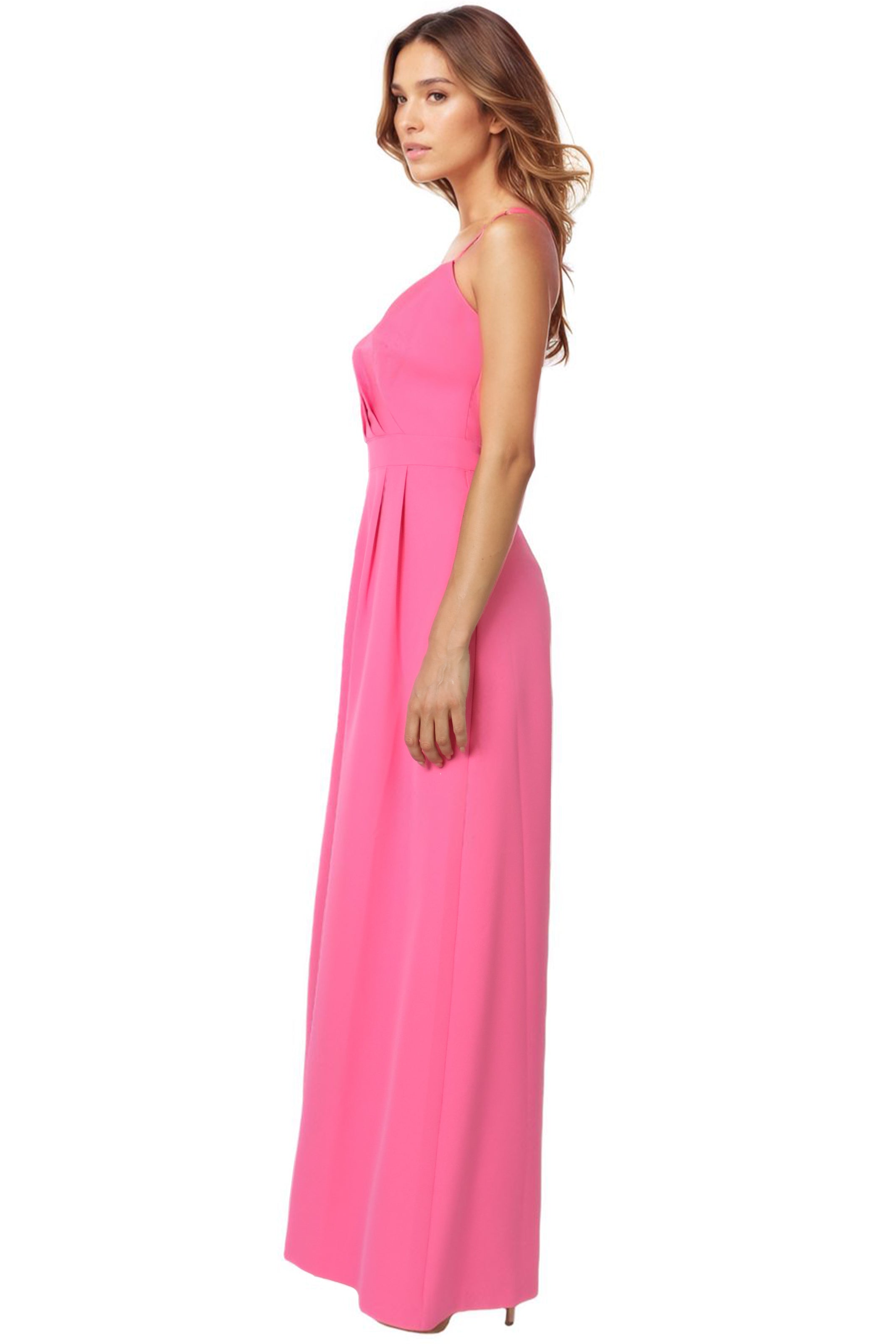 Spaghetti Strap V Neck Crepe Jumpsuit Jumpsuit Rene Ruiz Collection