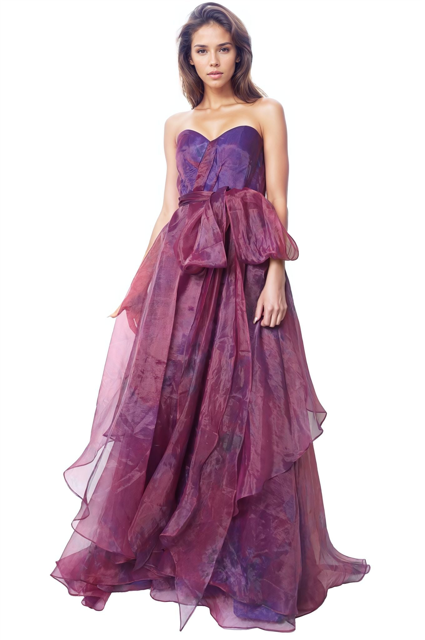 Strapless A-Line Gown with Belt Gown Rene Ruiz Collection
