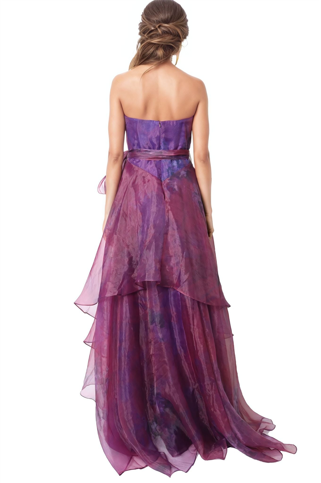 Strapless A-Line Gown with Belt Gown Rene Ruiz Collection