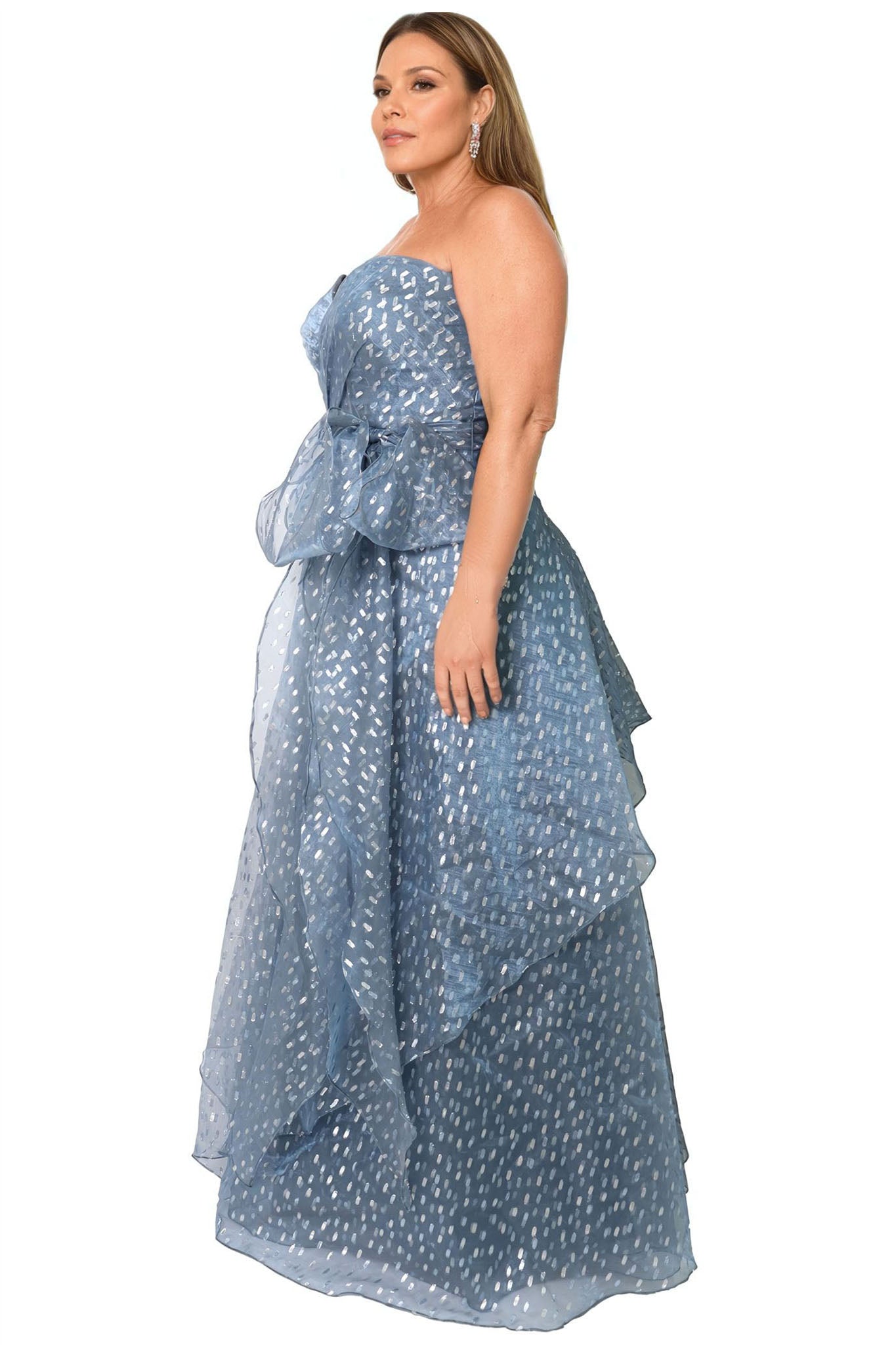 Strapless A-Line Gown with Belt Gown Rene Ruiz Collection
