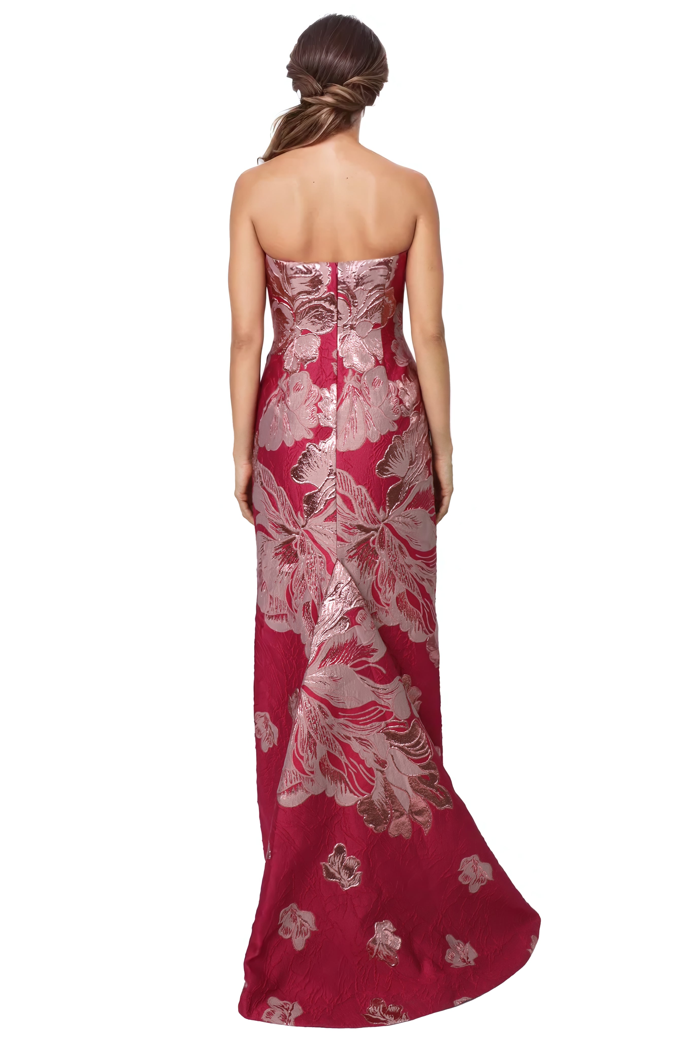 Strapless Sweetheart Brocade Fit And Flare Gown Gown Rene Ruiz Collection