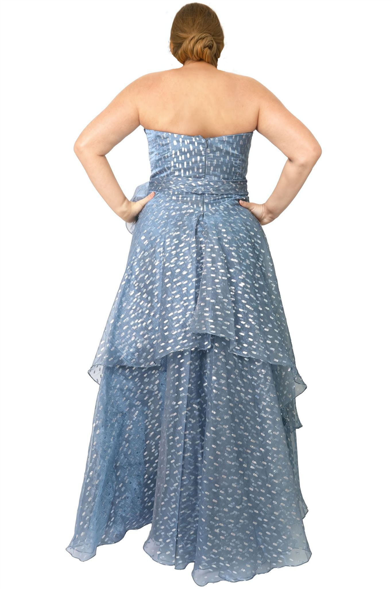 Strapless A-Line Gown with Belt Gown Rene Ruiz Collection