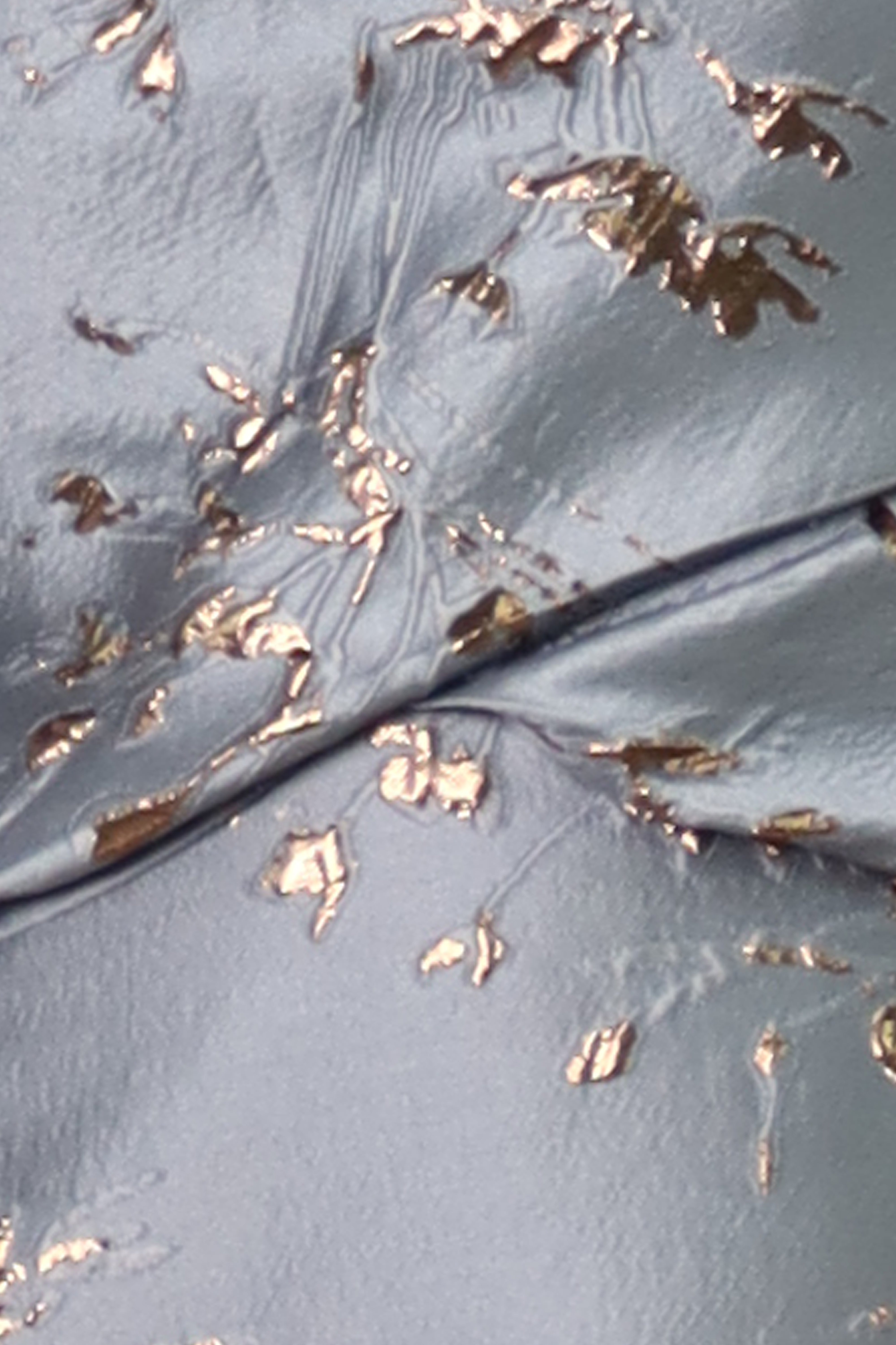 One Shoulder Brocade Metallic Floral A-Line Gown Gown Rene Ruiz Collection
