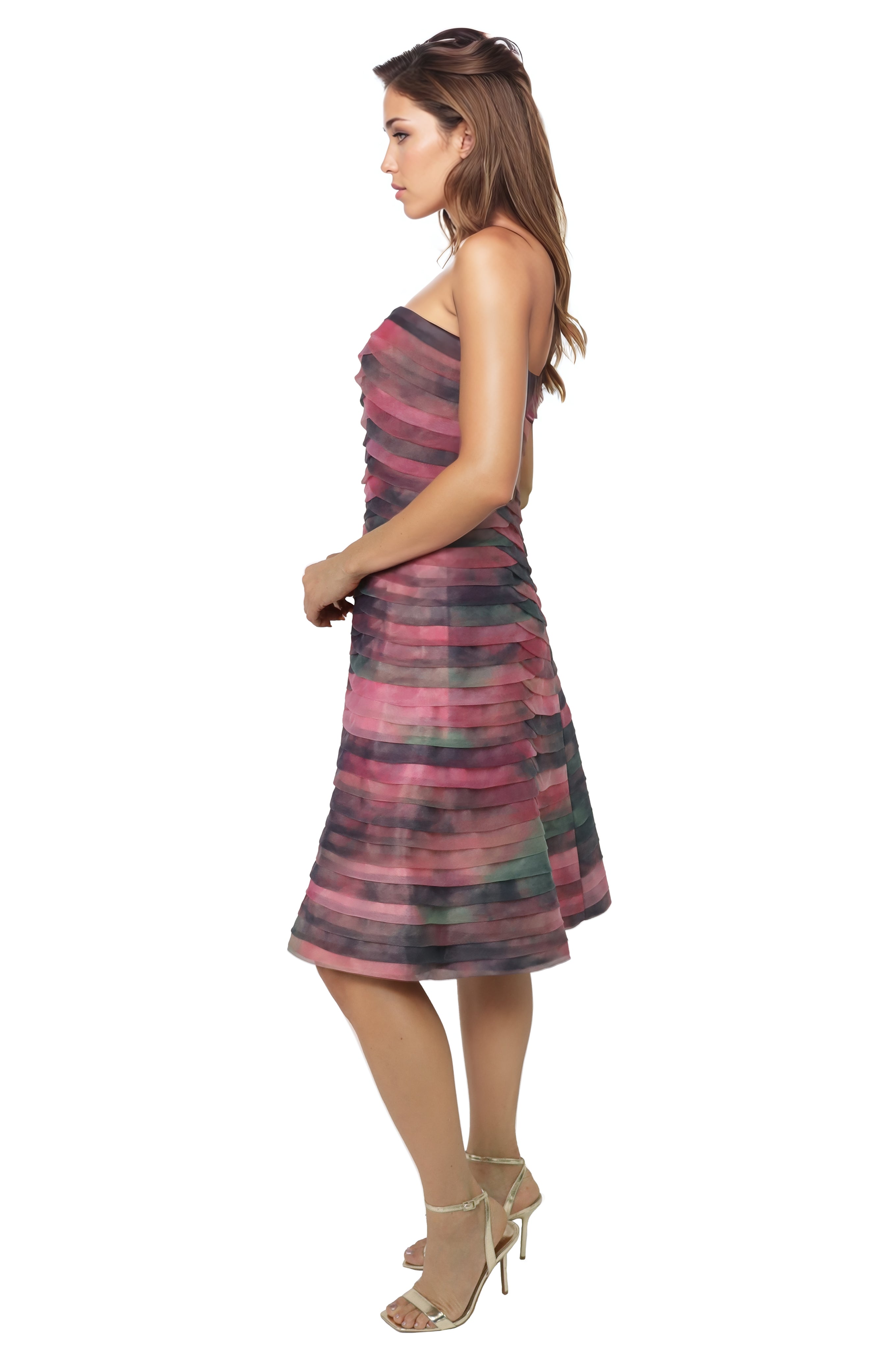Bias Cut Fluted Organza Cocktail Cocktail Rene Ruiz Collection
