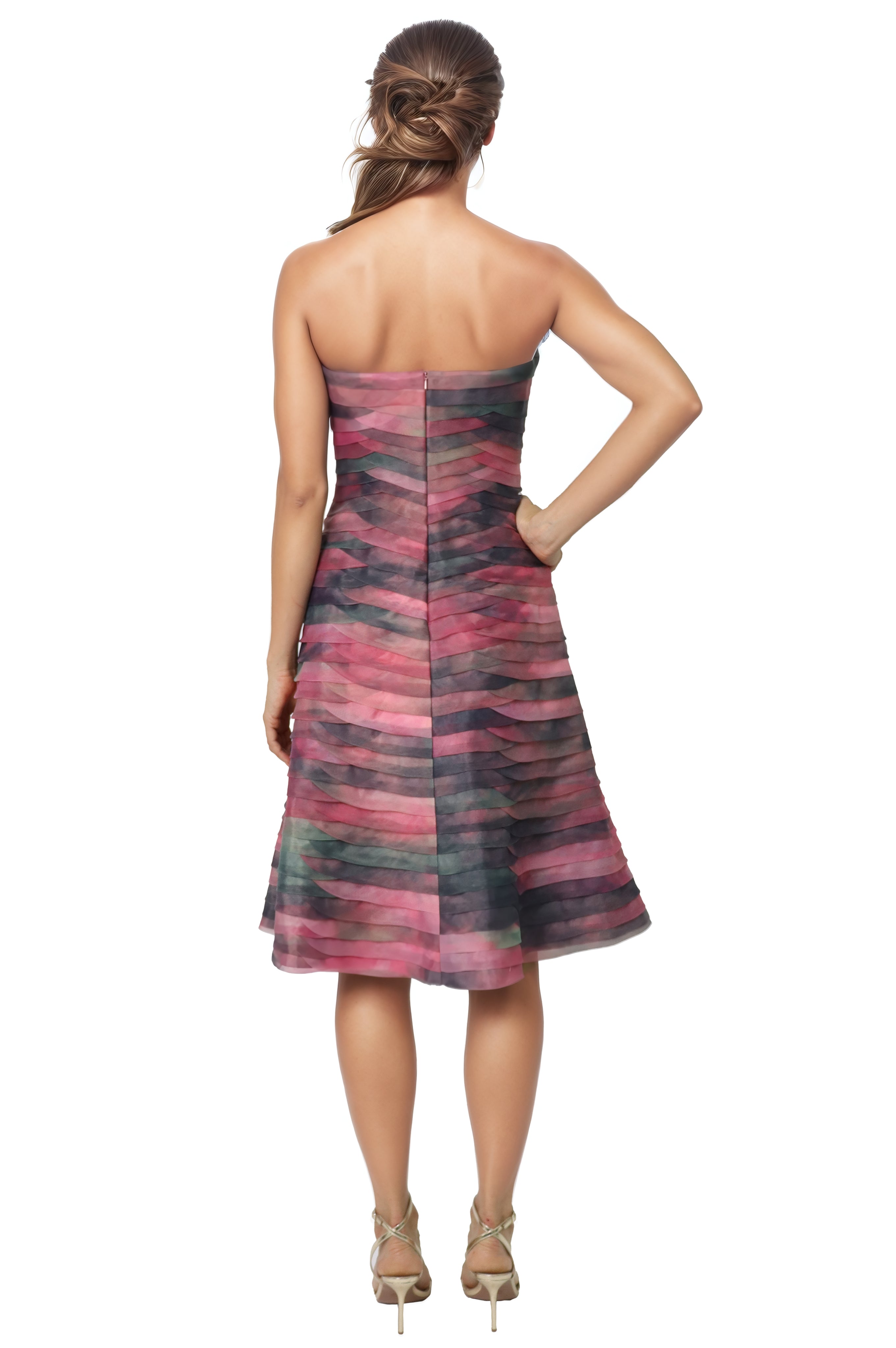 Bias Cut Fluted Organza Cocktail Cocktail Rene Ruiz Collection