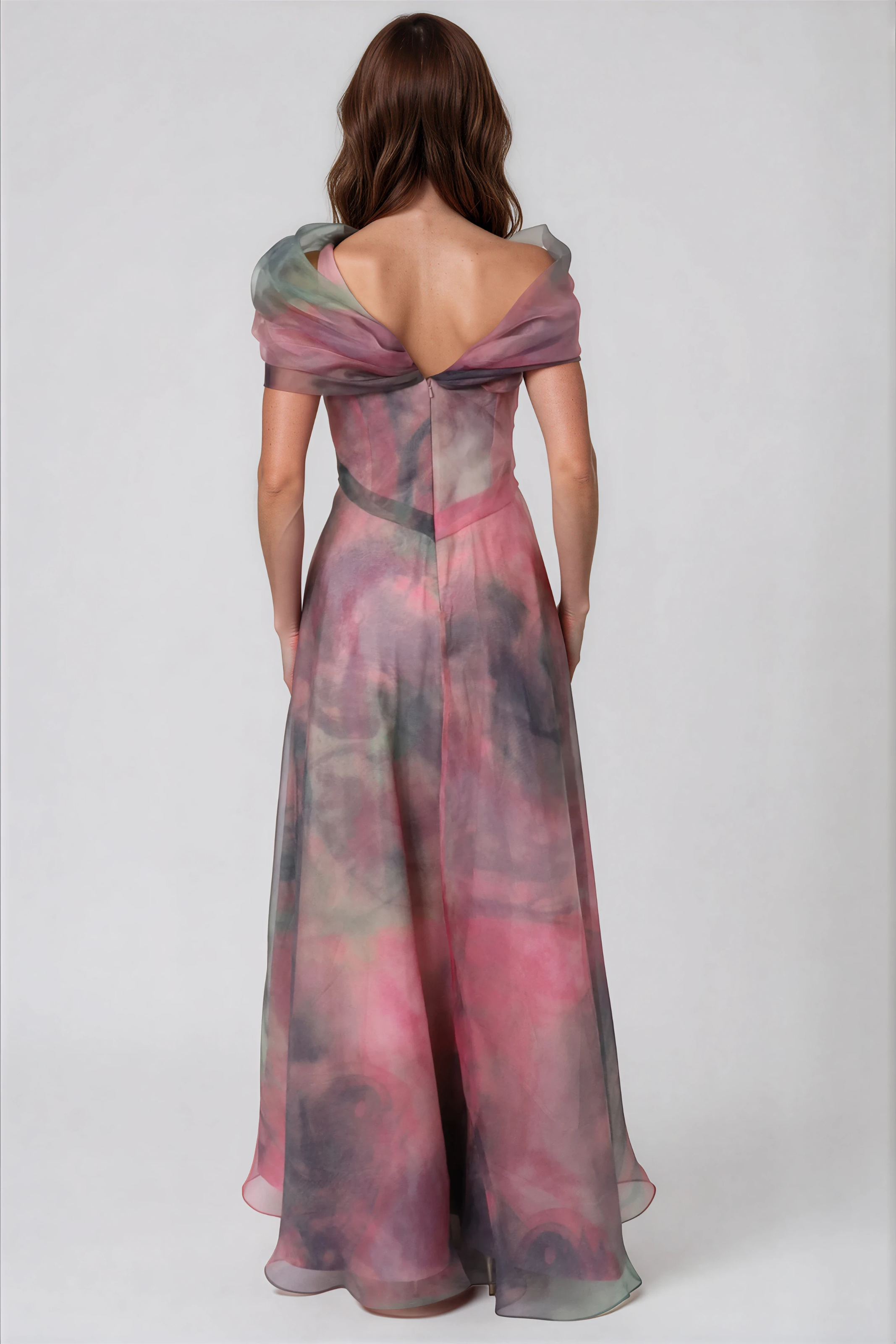 Twisted Off-The-Shoulder Organza Gown