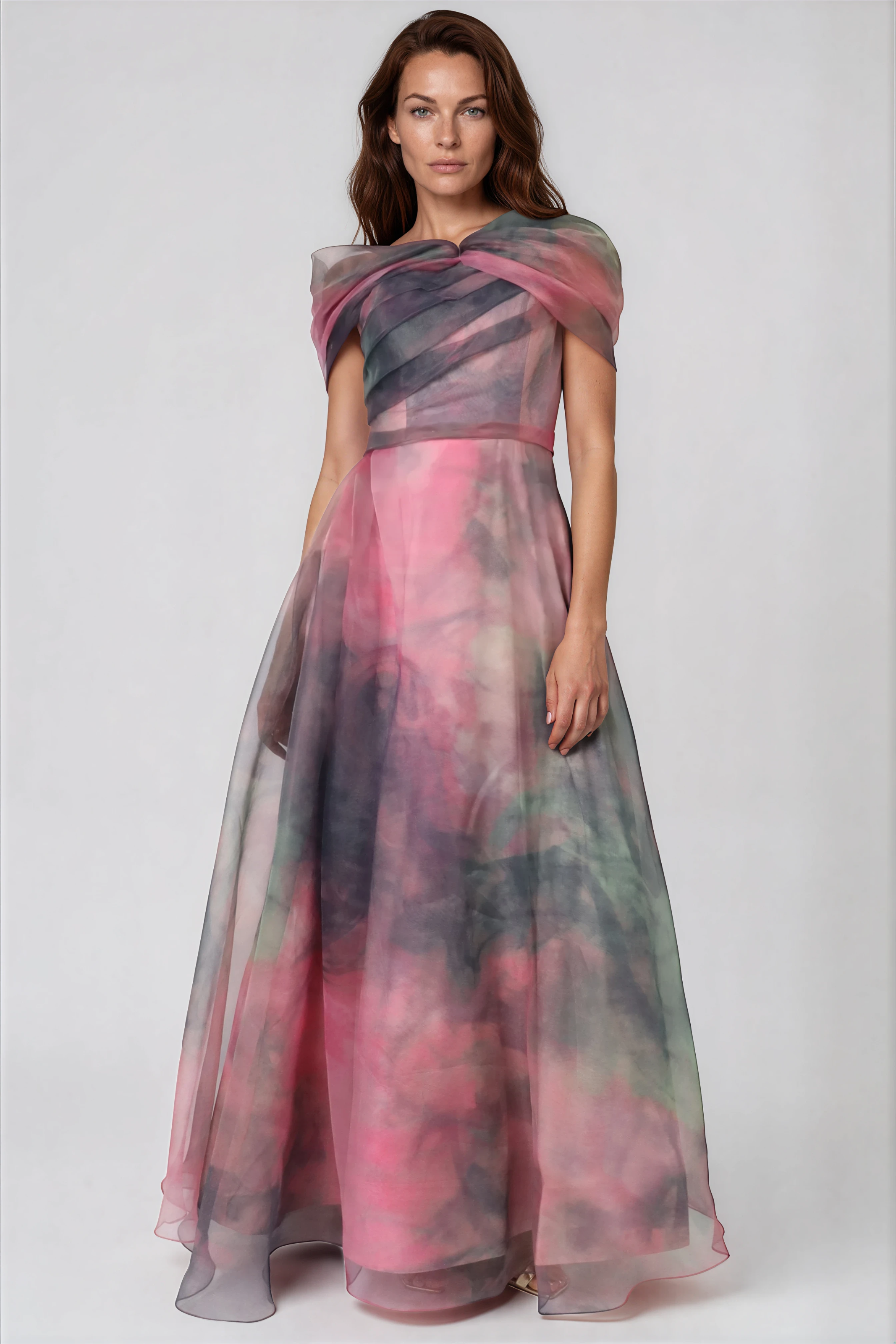 Twisted Off-The-Shoulder Organza Gown