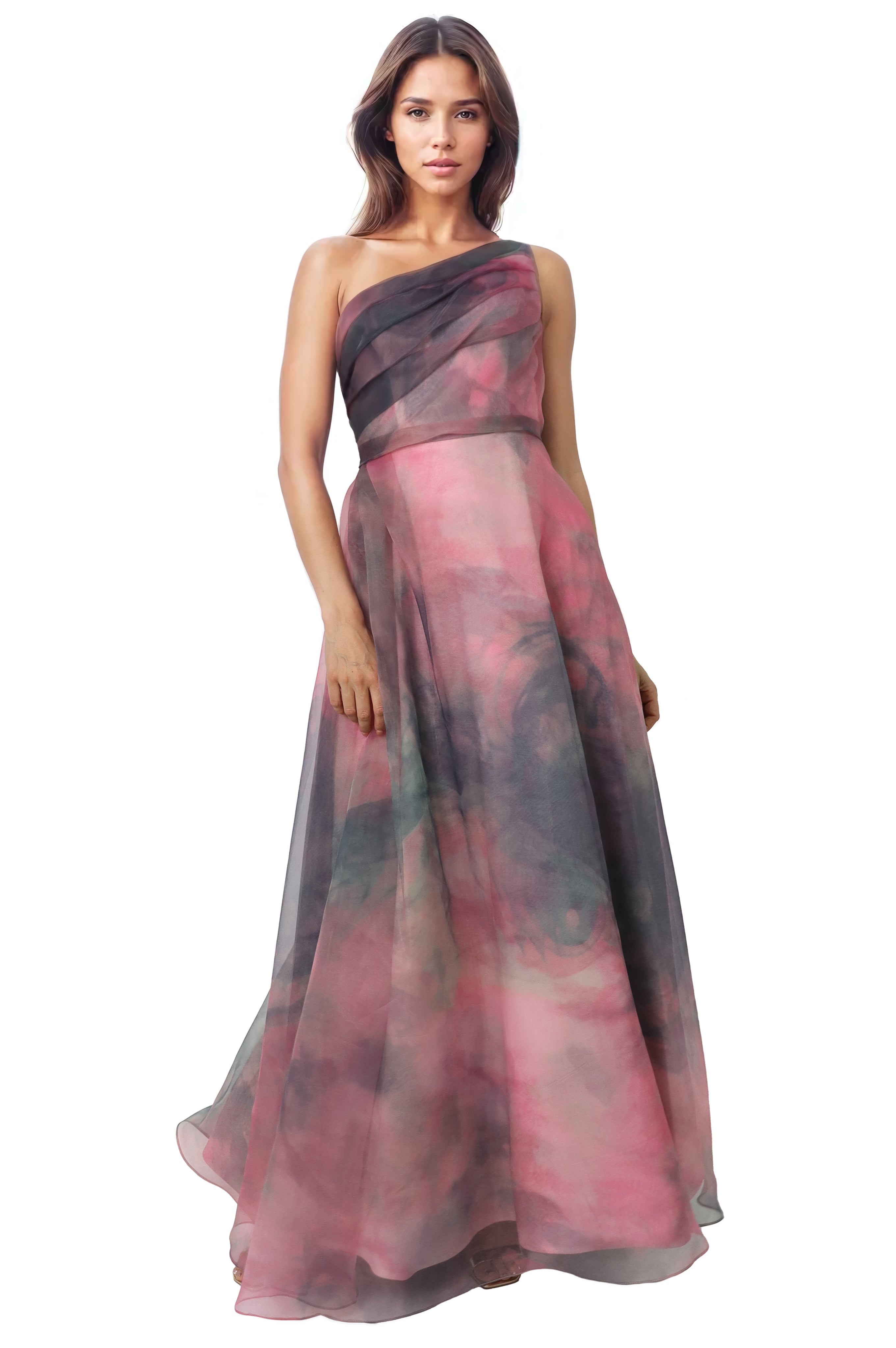 One Shoulder A-line Organza Gown Gown Rene Ruiz Collection