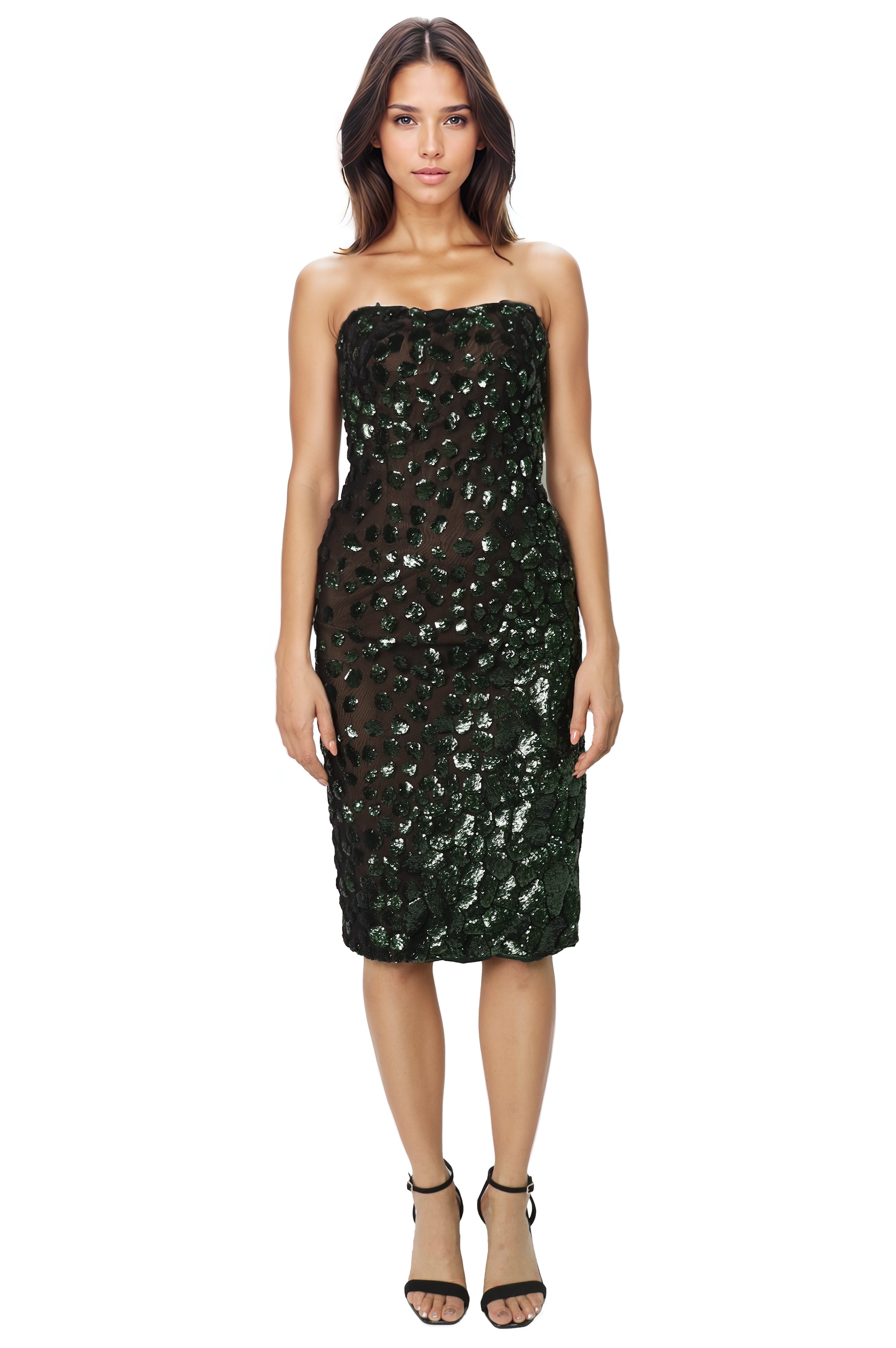 Strapless Sequin Sheath Cocktail Rene Ruiz Collection Green Option