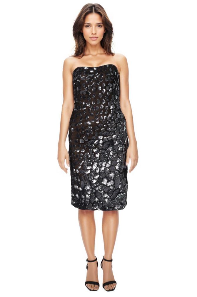 Strapless Sequin Sheath Cocktail Rene Ruiz Collection Silver Option