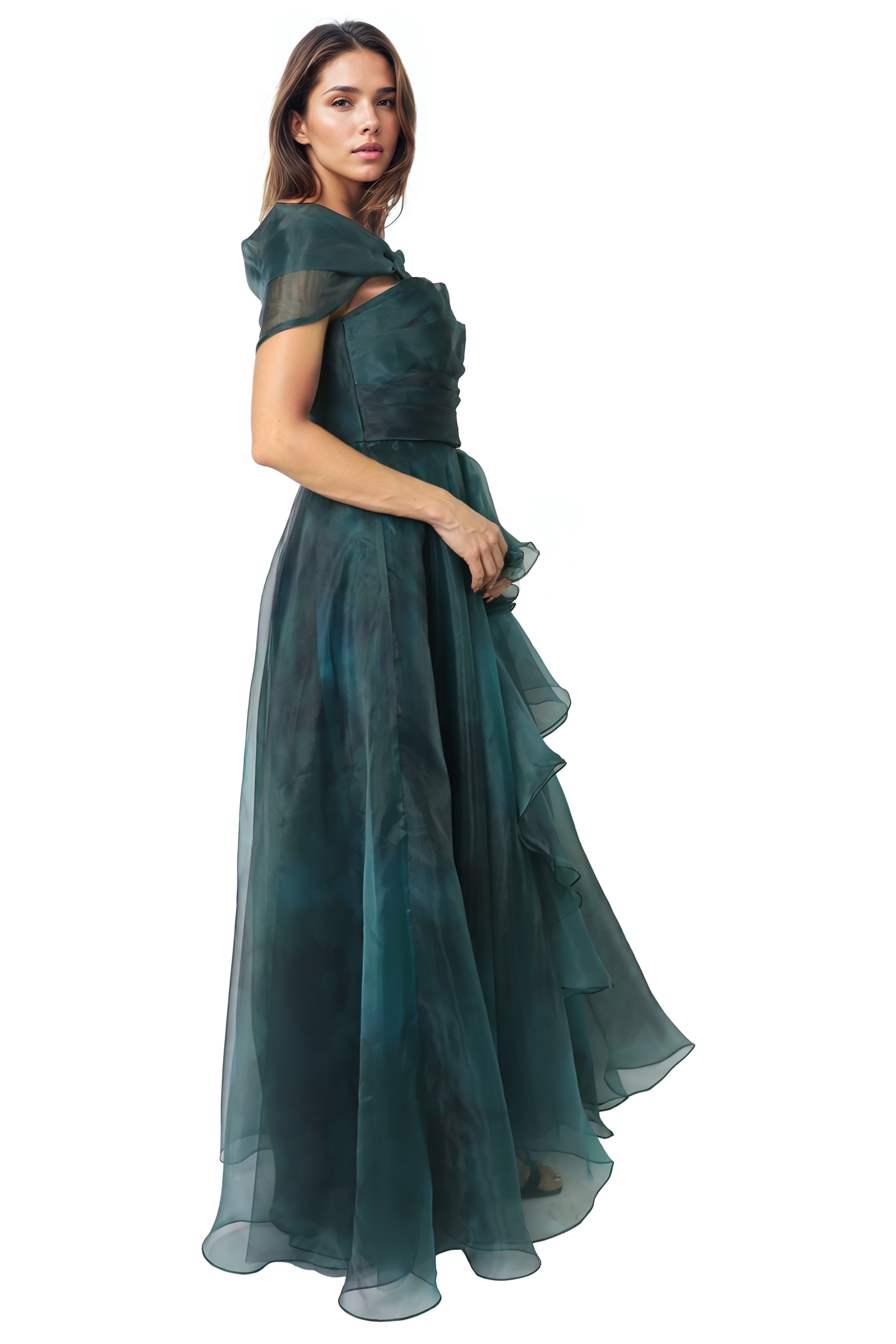 Off The Shoulder Organza Bolero Gown Rene Ruiz Collection