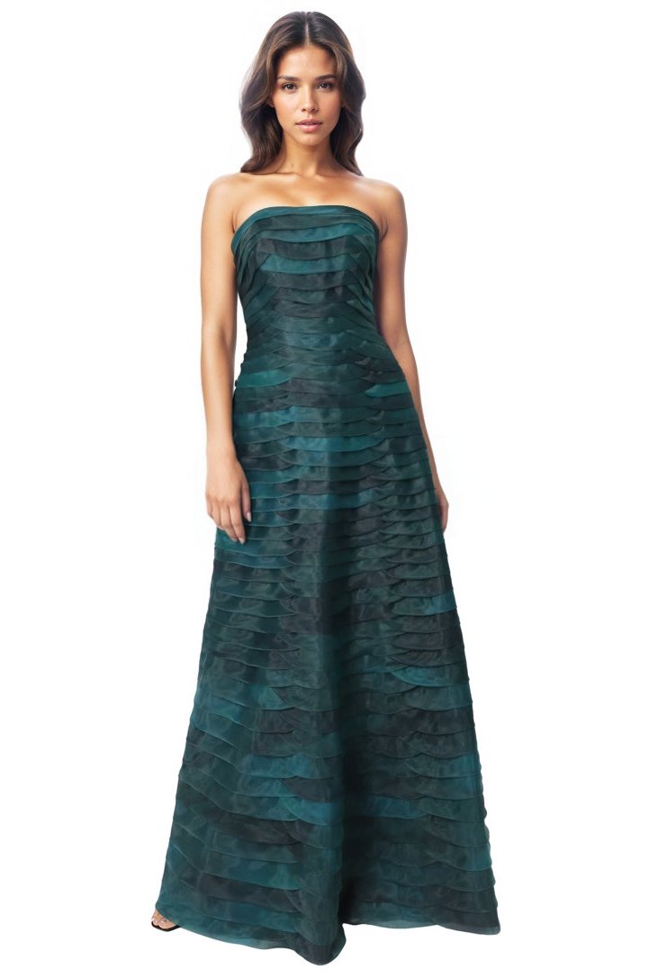 Bias Cut Fluted Organza Gown Gown Rene Ruiz Collection