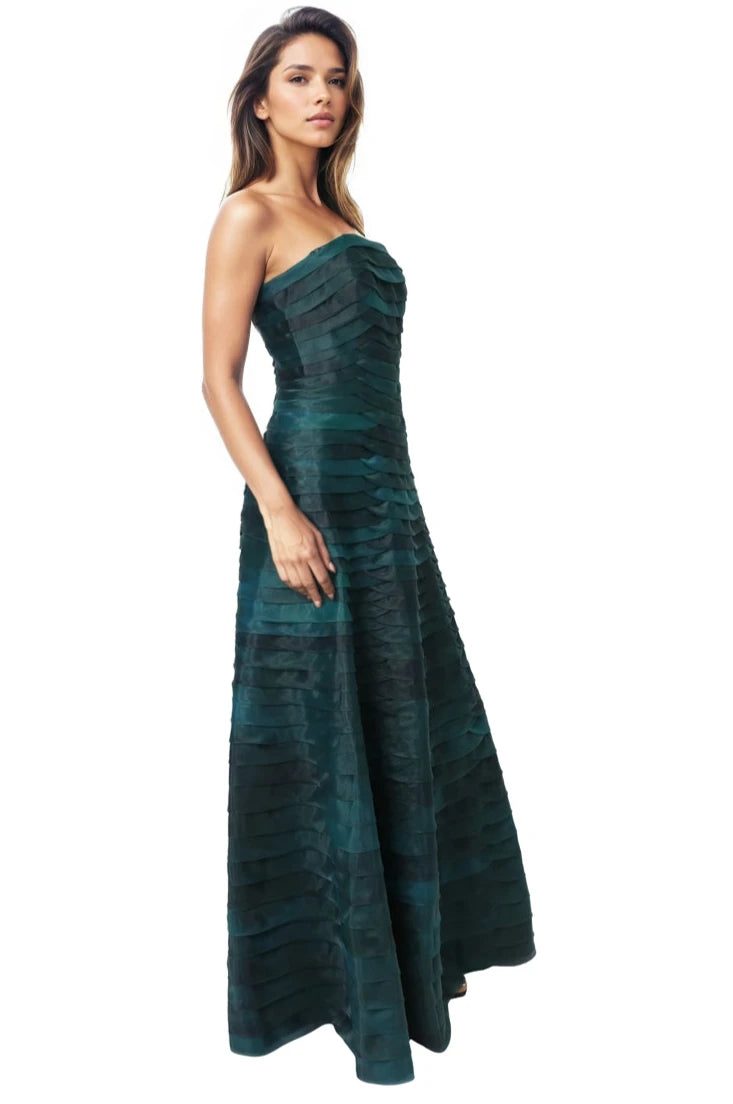 Bias Cut Fluted Organza Gown Gown Rene Ruiz Collection