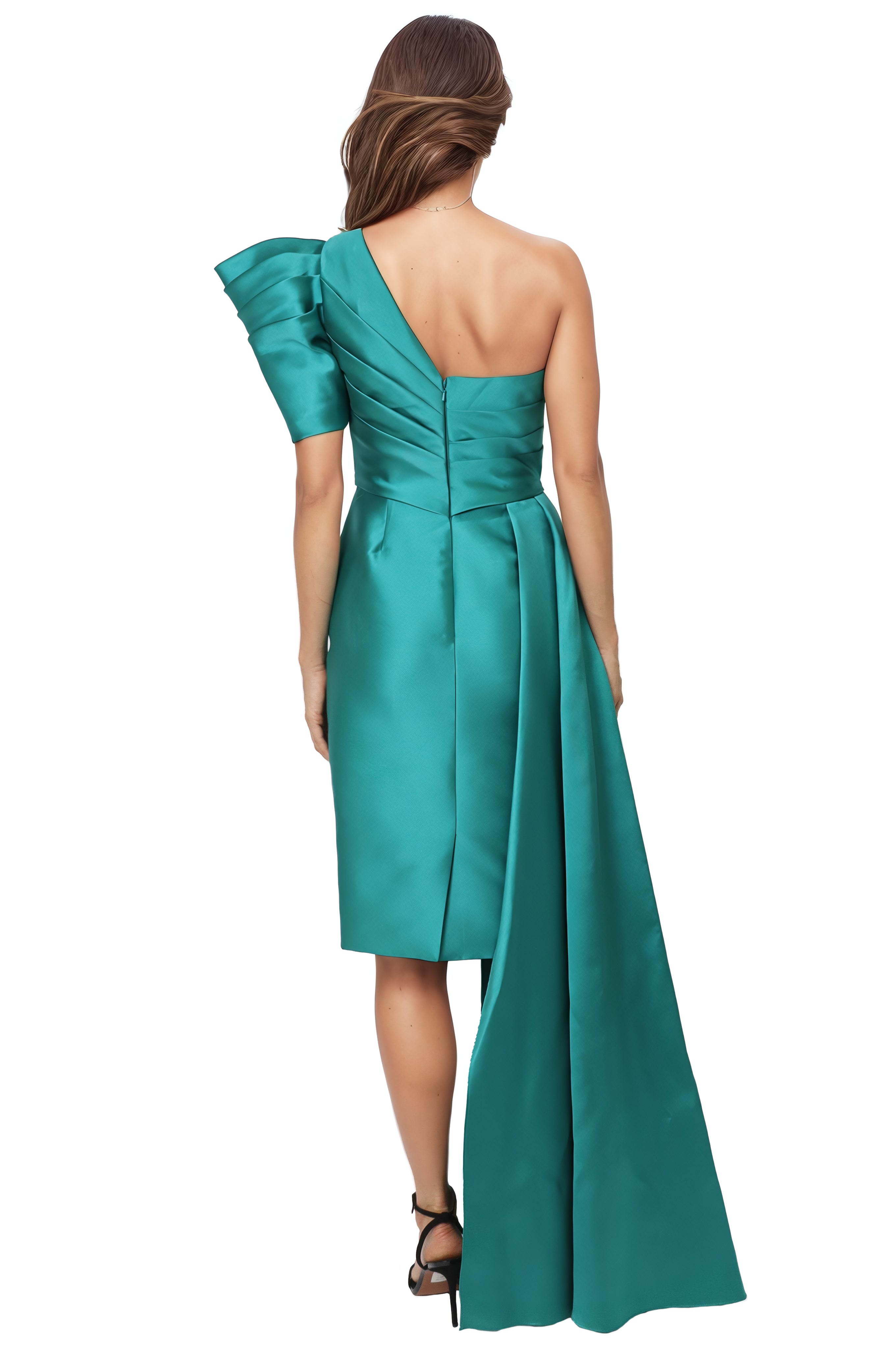 One Shoulder Asymmetrical Mikado Cocktail Cocktail Rene Ruiz Collection