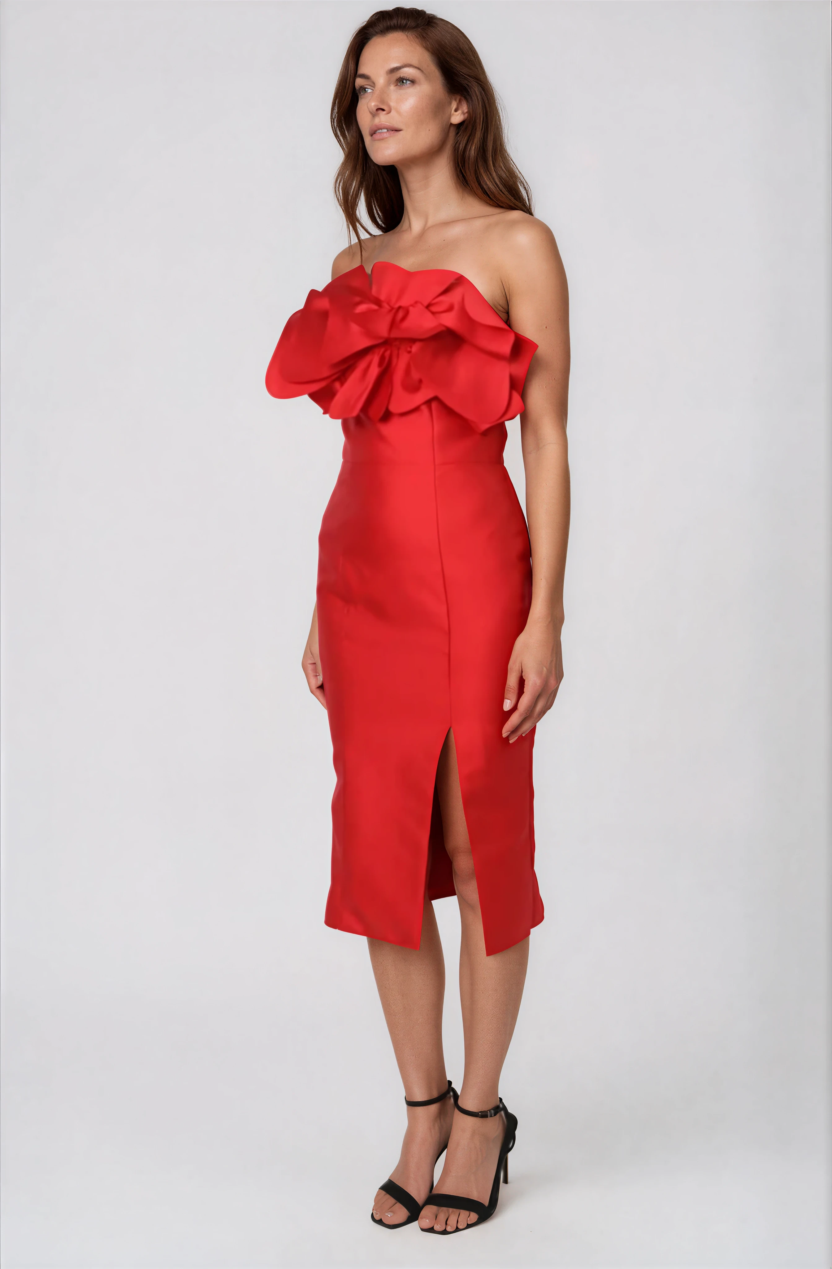 Strapless Floral Mikado Cocktail Cocktail Rene Ruiz Collection