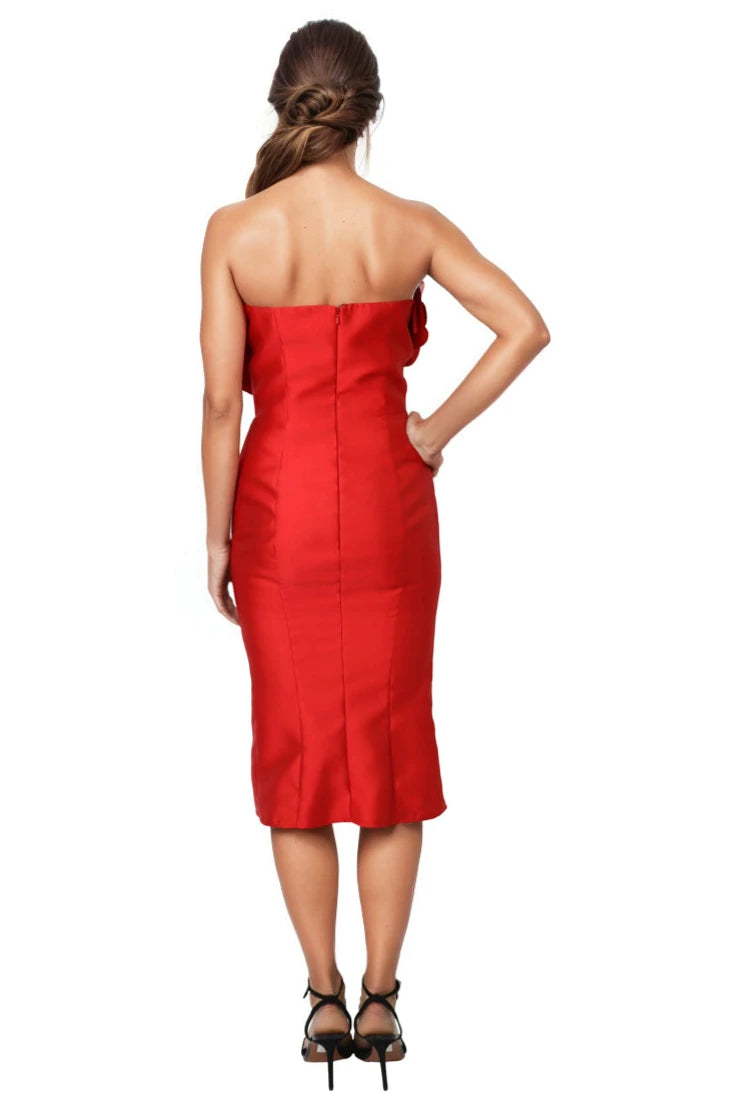 Strapless Floral Mikado Cocktail Cocktail Rene Ruiz Collection