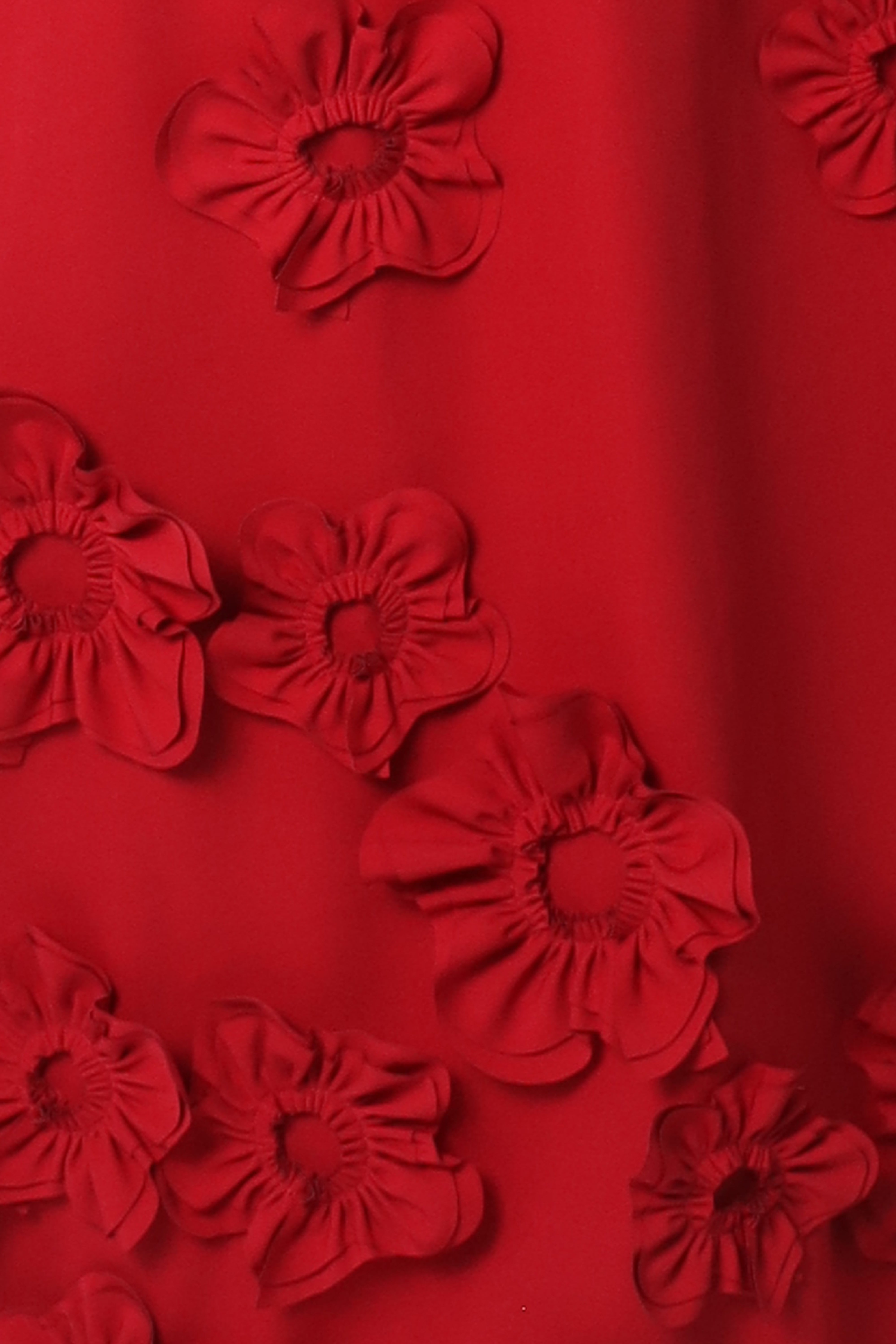 Strapless Floral Appliqué A-Line Crepe Gown Gown Rene Ruiz Collection