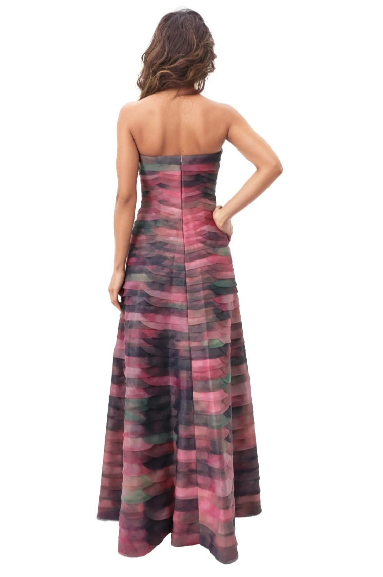 Bias Cut Fluted Organza Gown Gown Rene Ruiz Collection