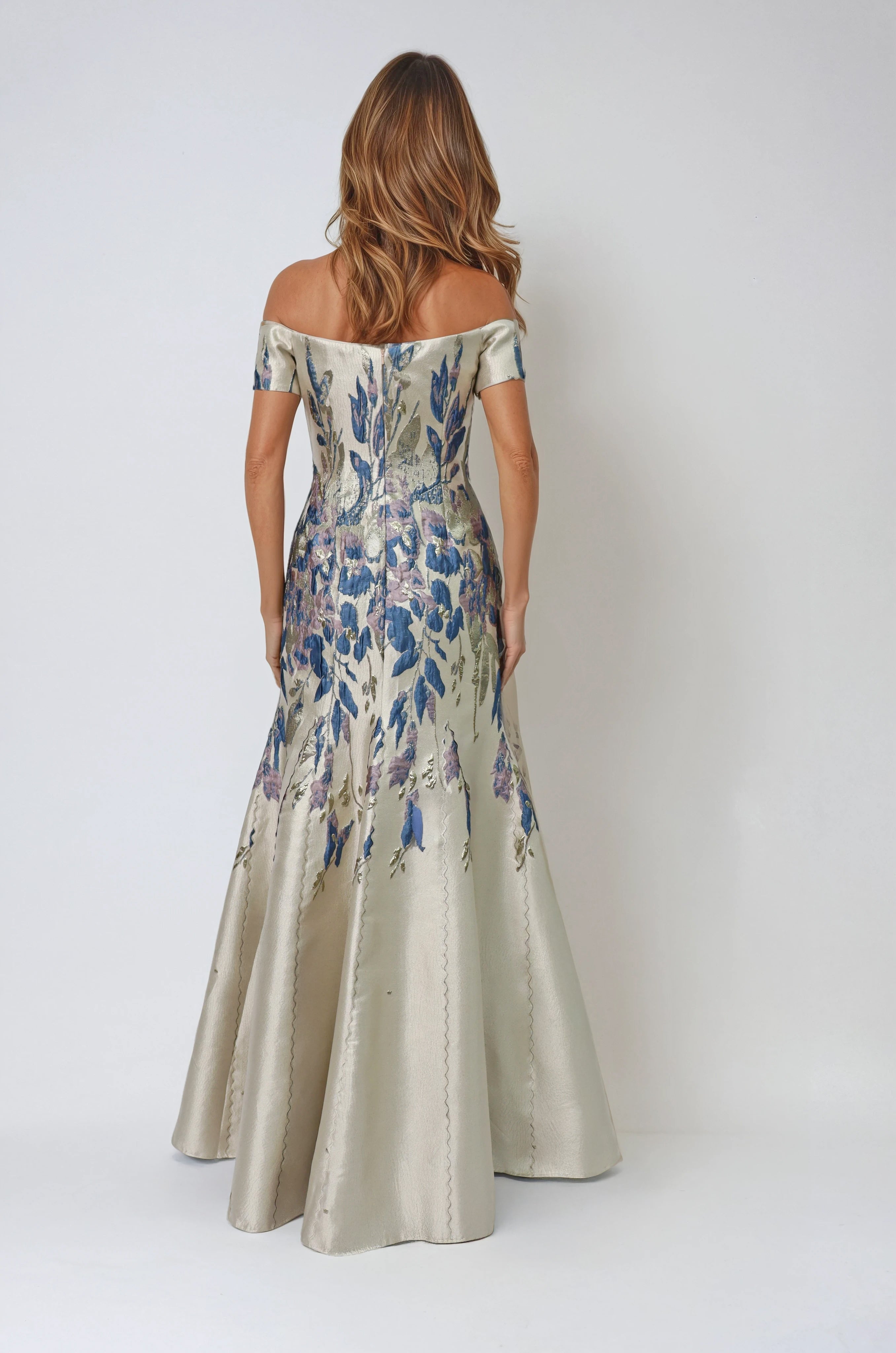 Off The Shoulder Fit And Flare Gown Gown Rene Ruiz Collection