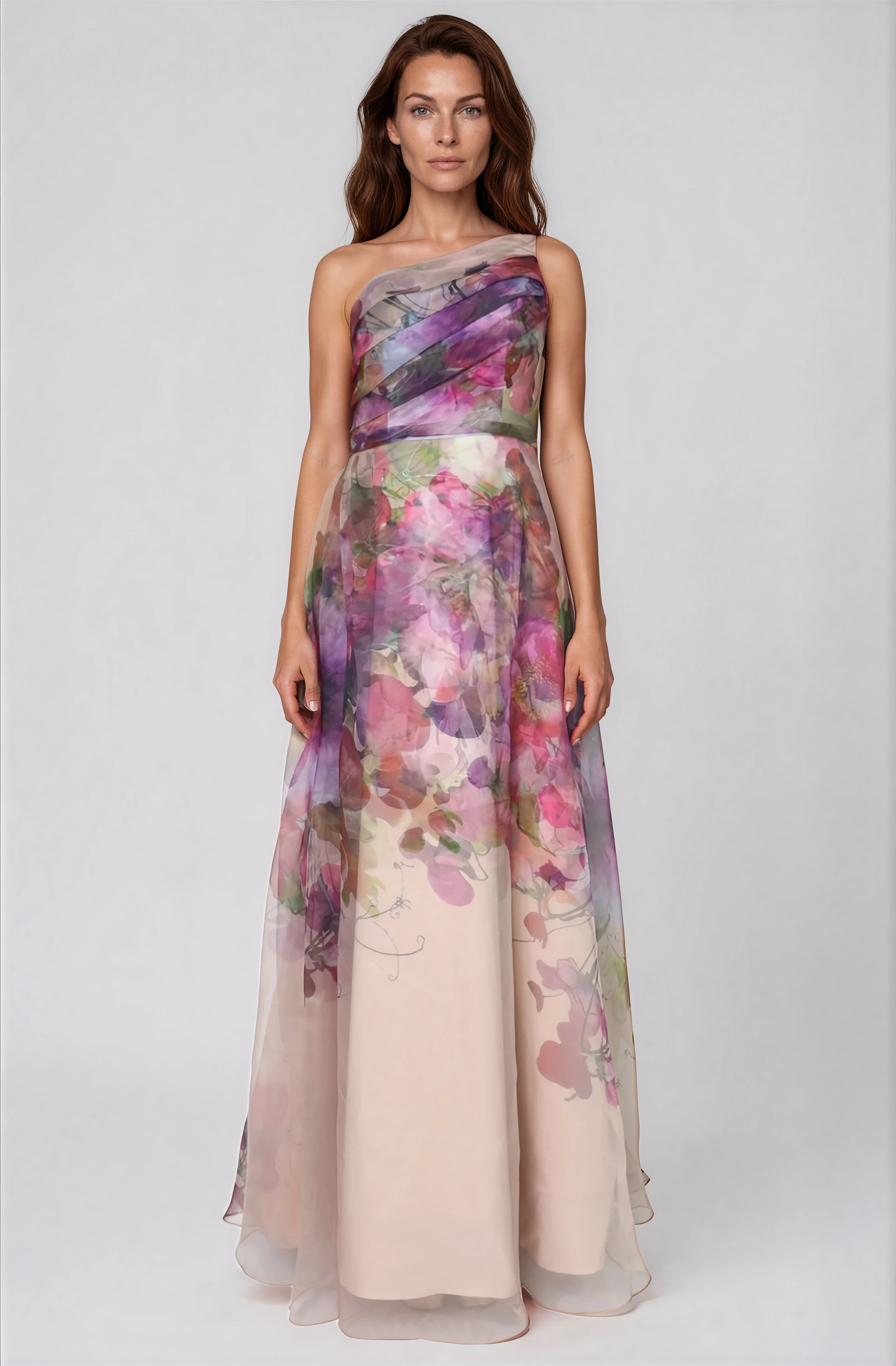 One Shoulder A-line Organza Gown Gown Rene Ruiz Collection