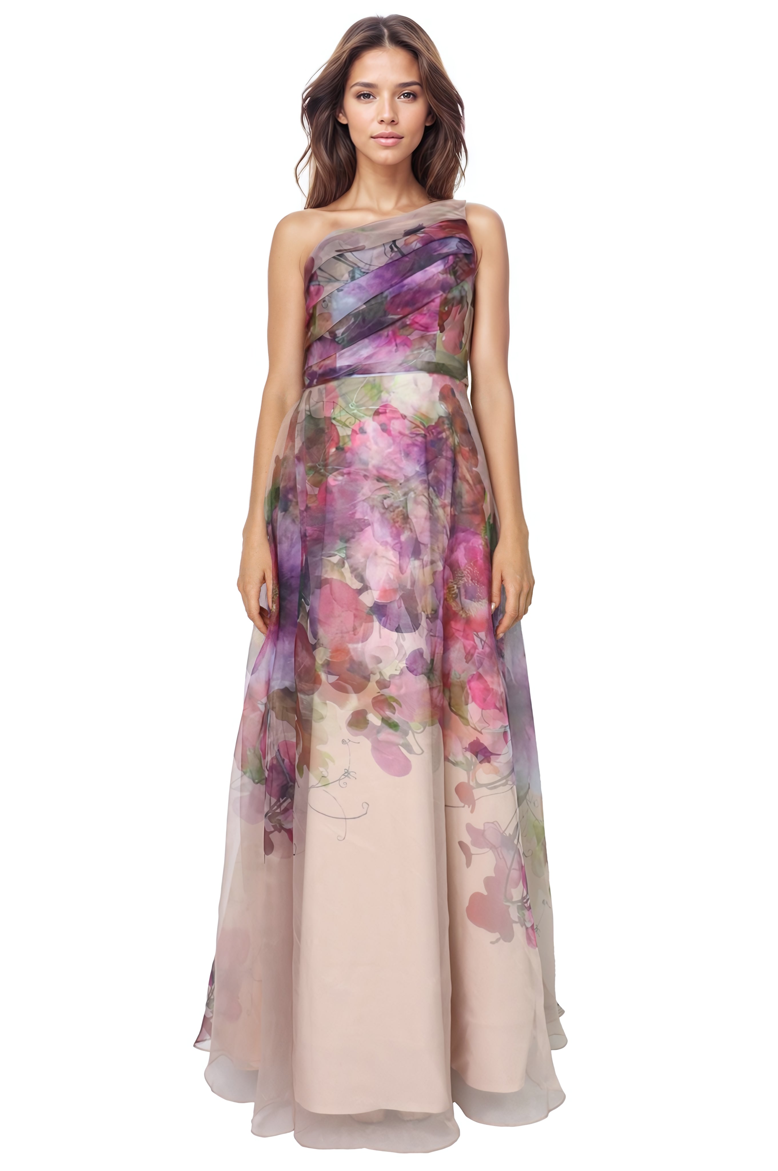 One Shoulder A-line Organza Gown Gown Rene Ruiz Collection