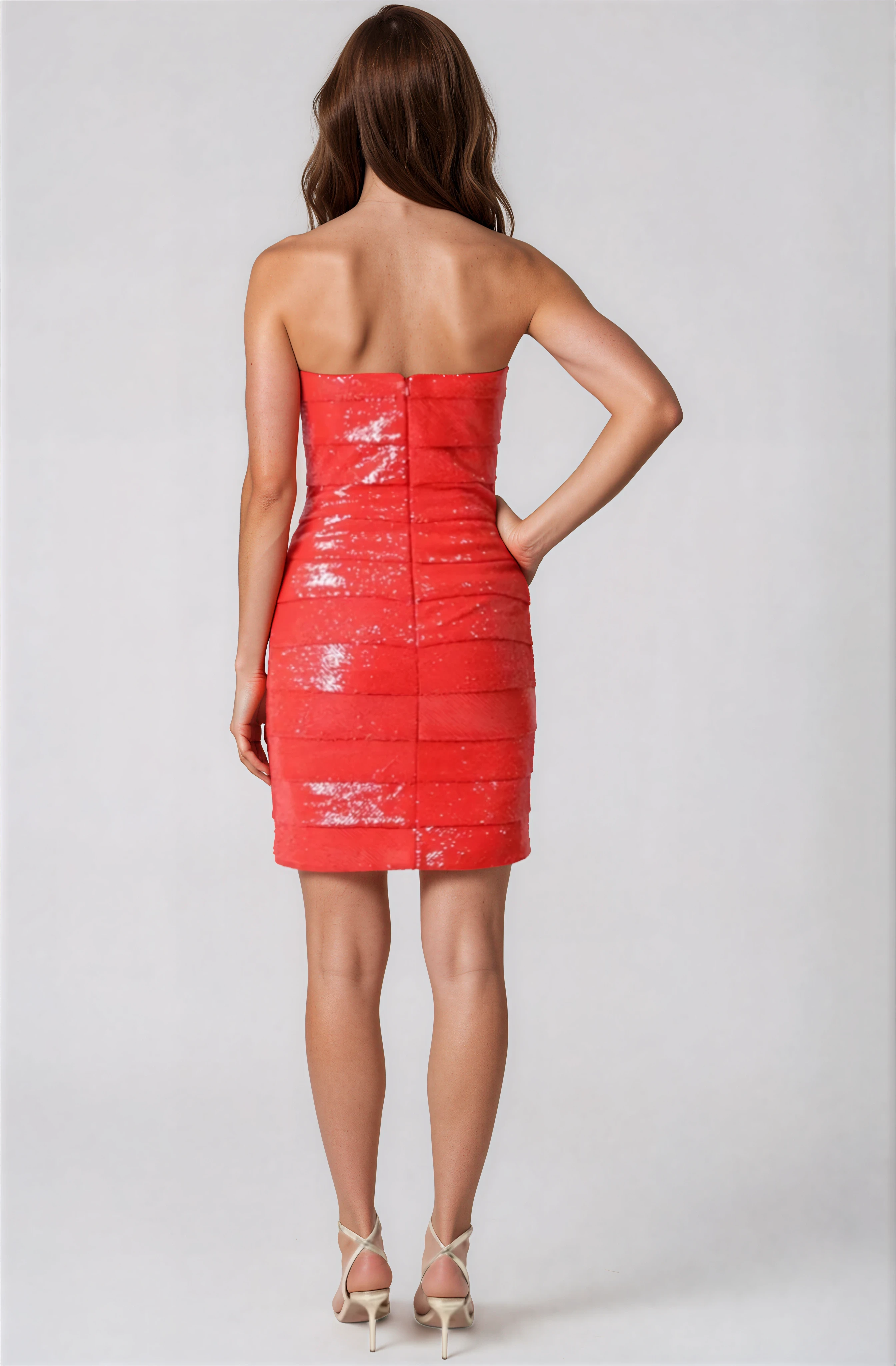 Strapless Sequin Tiered Zip Off Gown Gown Rene Ruiz Collection