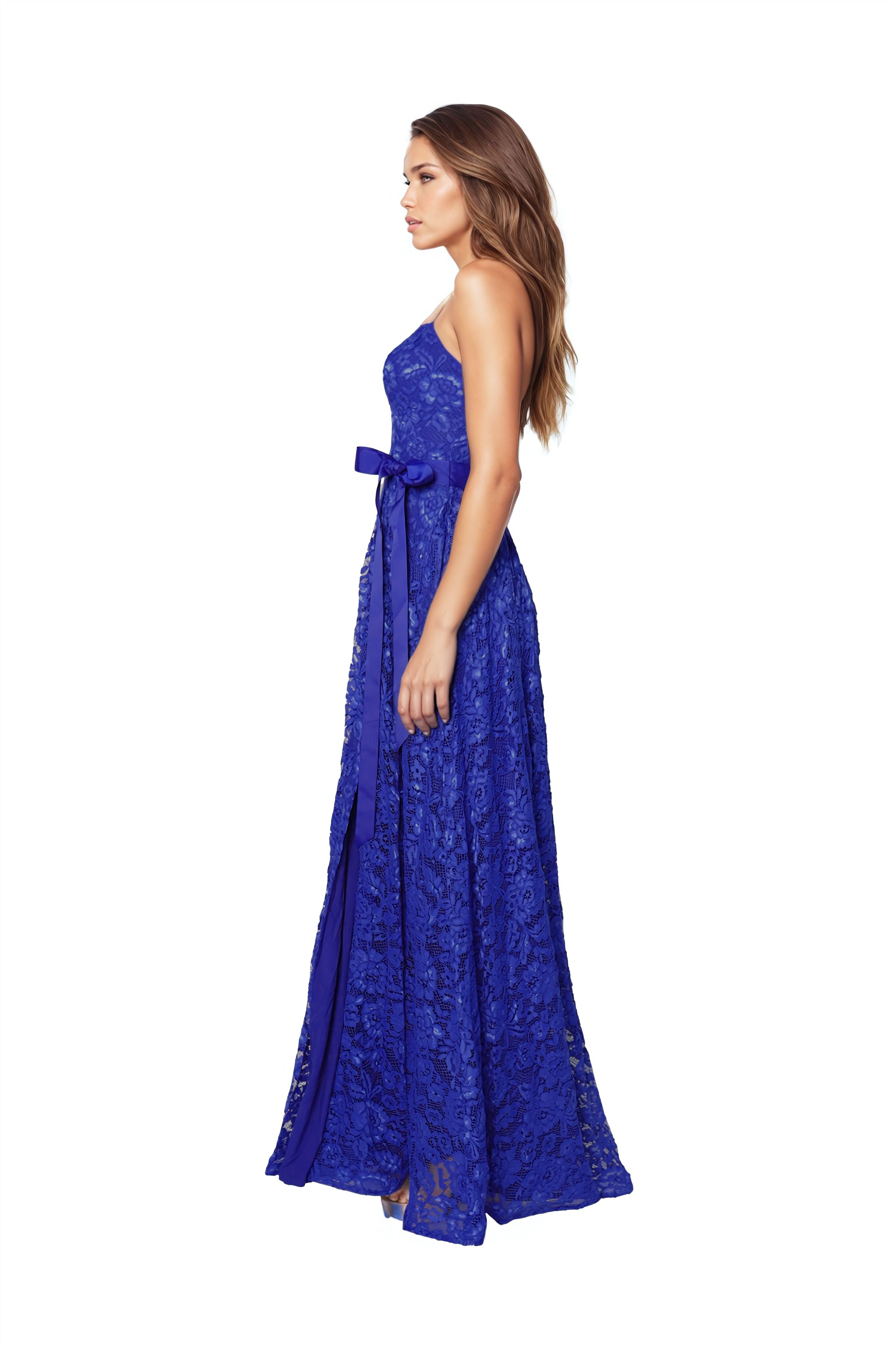 Sweetheart Lace A-Line Gown with Side Slit Gown Rene Ruiz Collection
