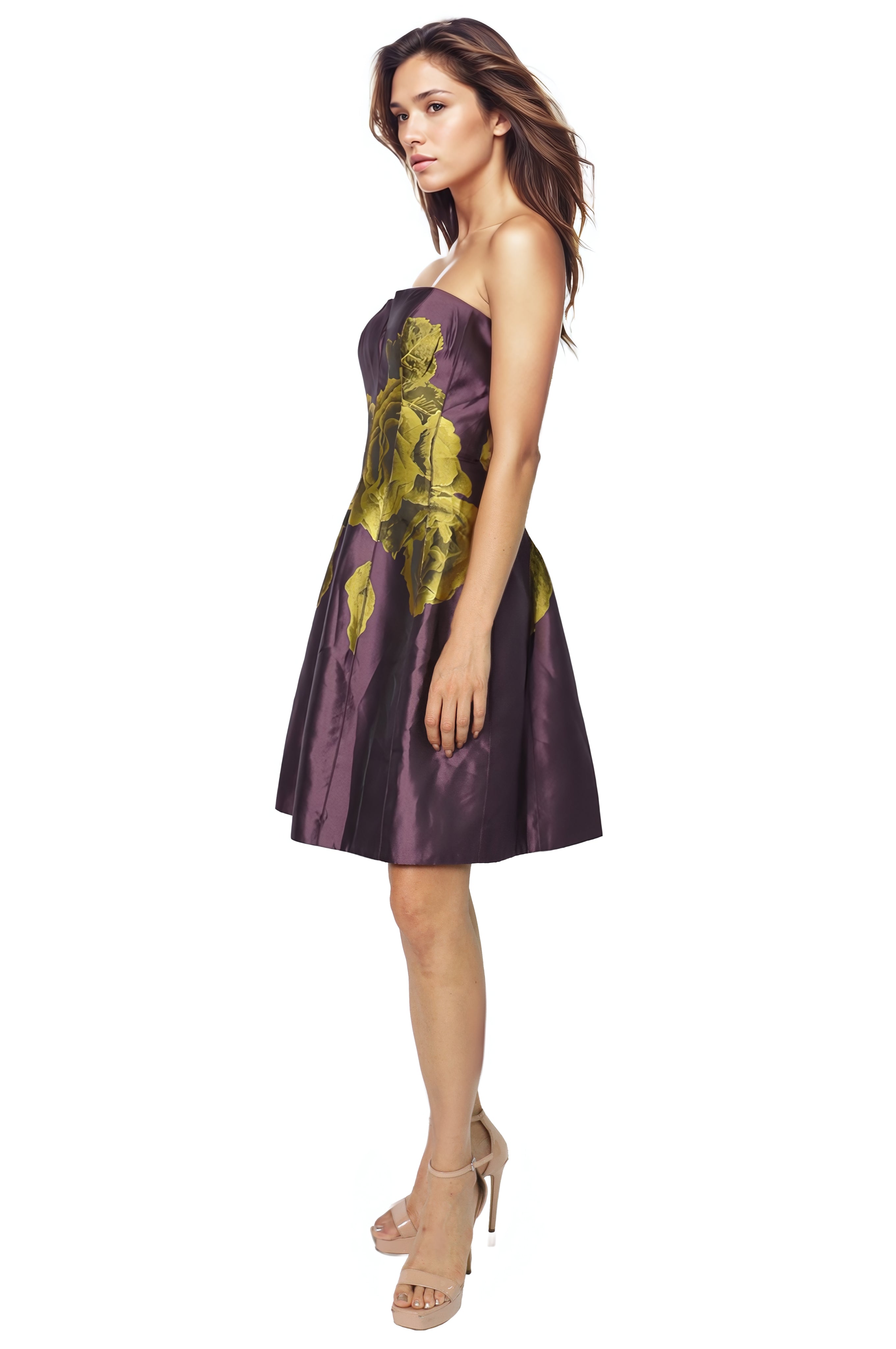 Strapless Floral Brocade A-Line Cocktail