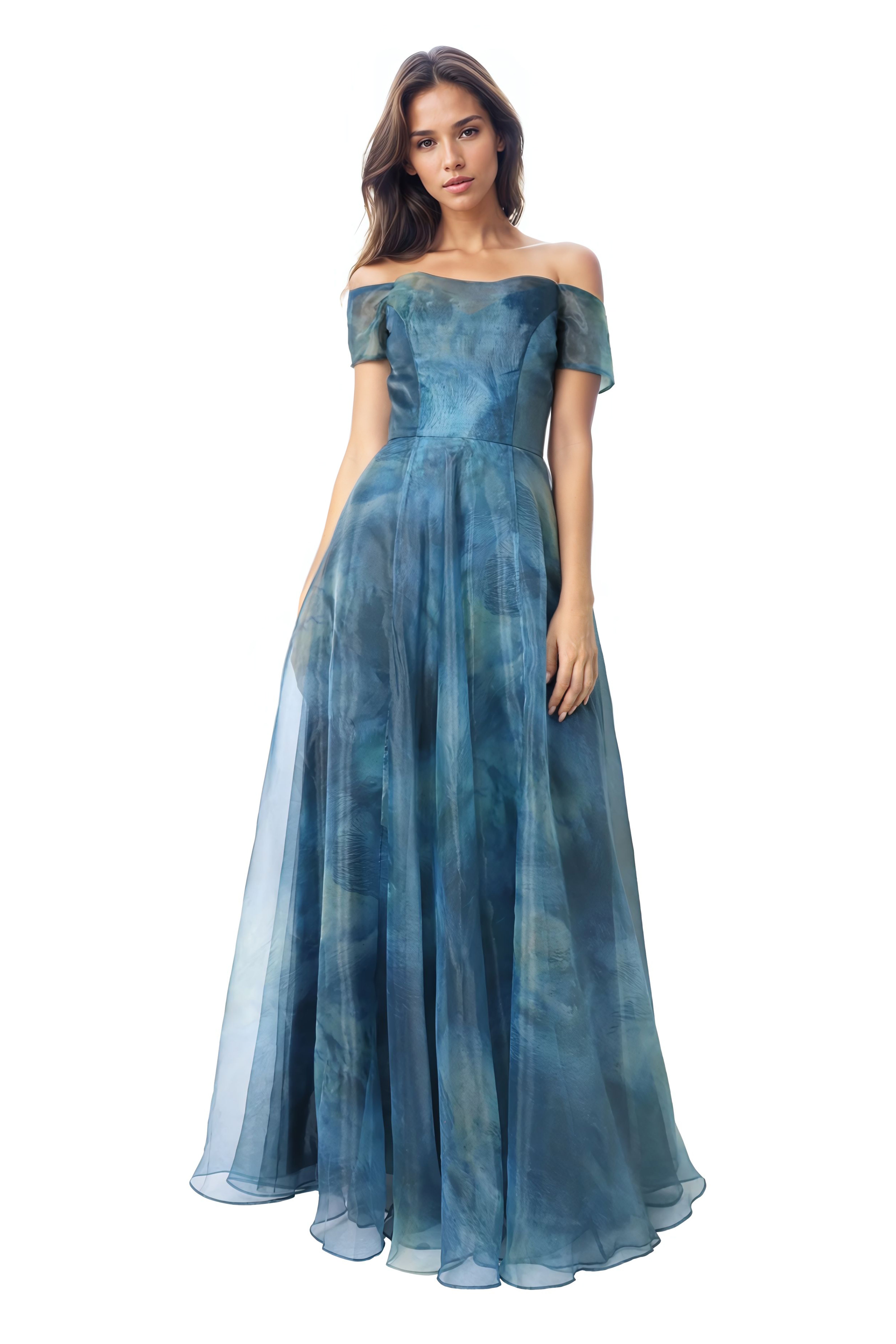 Off The Shoulder Organza A-Line Gown Gown Rene Ruiz Collection