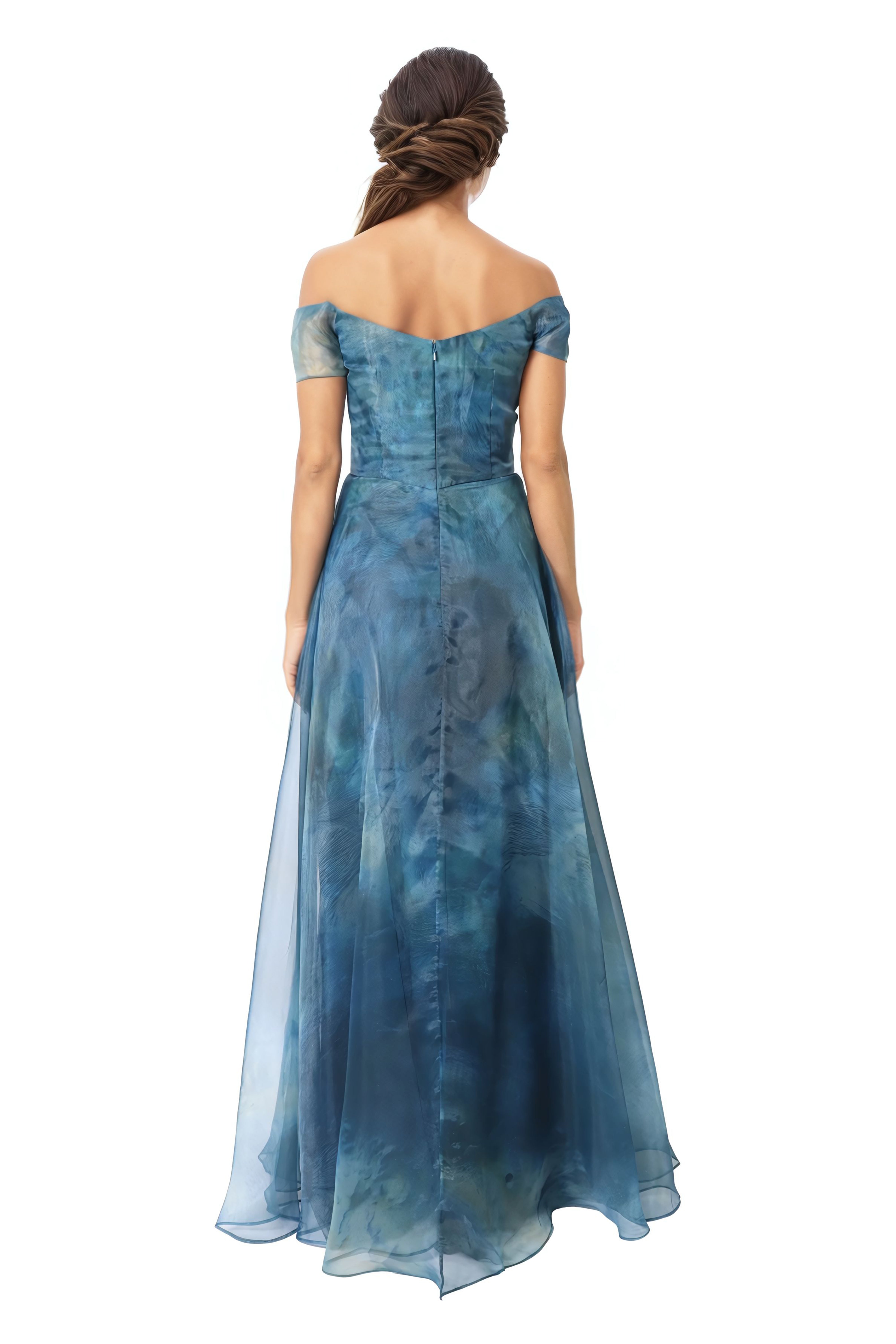 Off The Shoulder Organza A-Line Gown Gown Rene Ruiz Collection