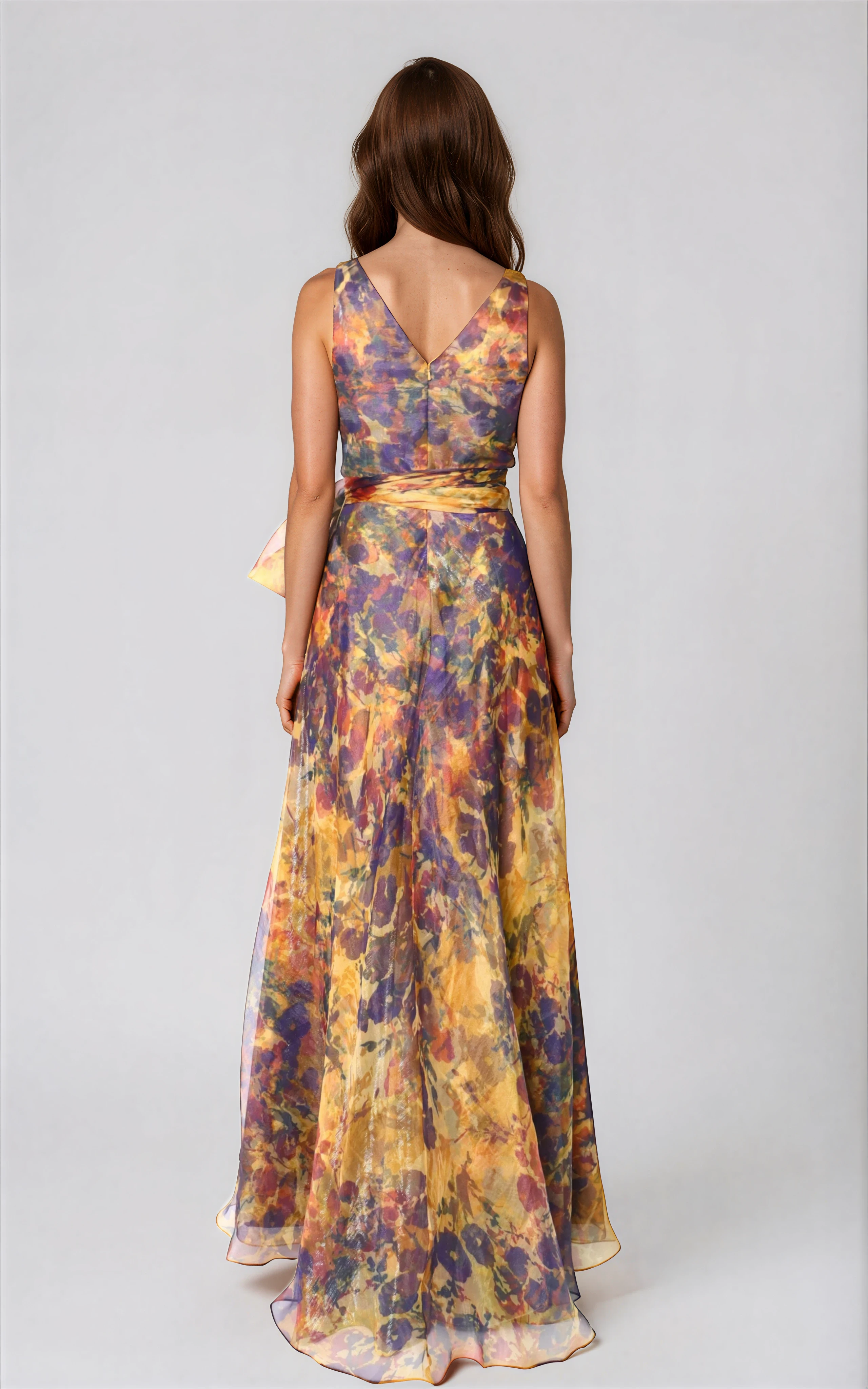 V-Neck Organza A-Line Gown Gown Rene Ruiz Collection