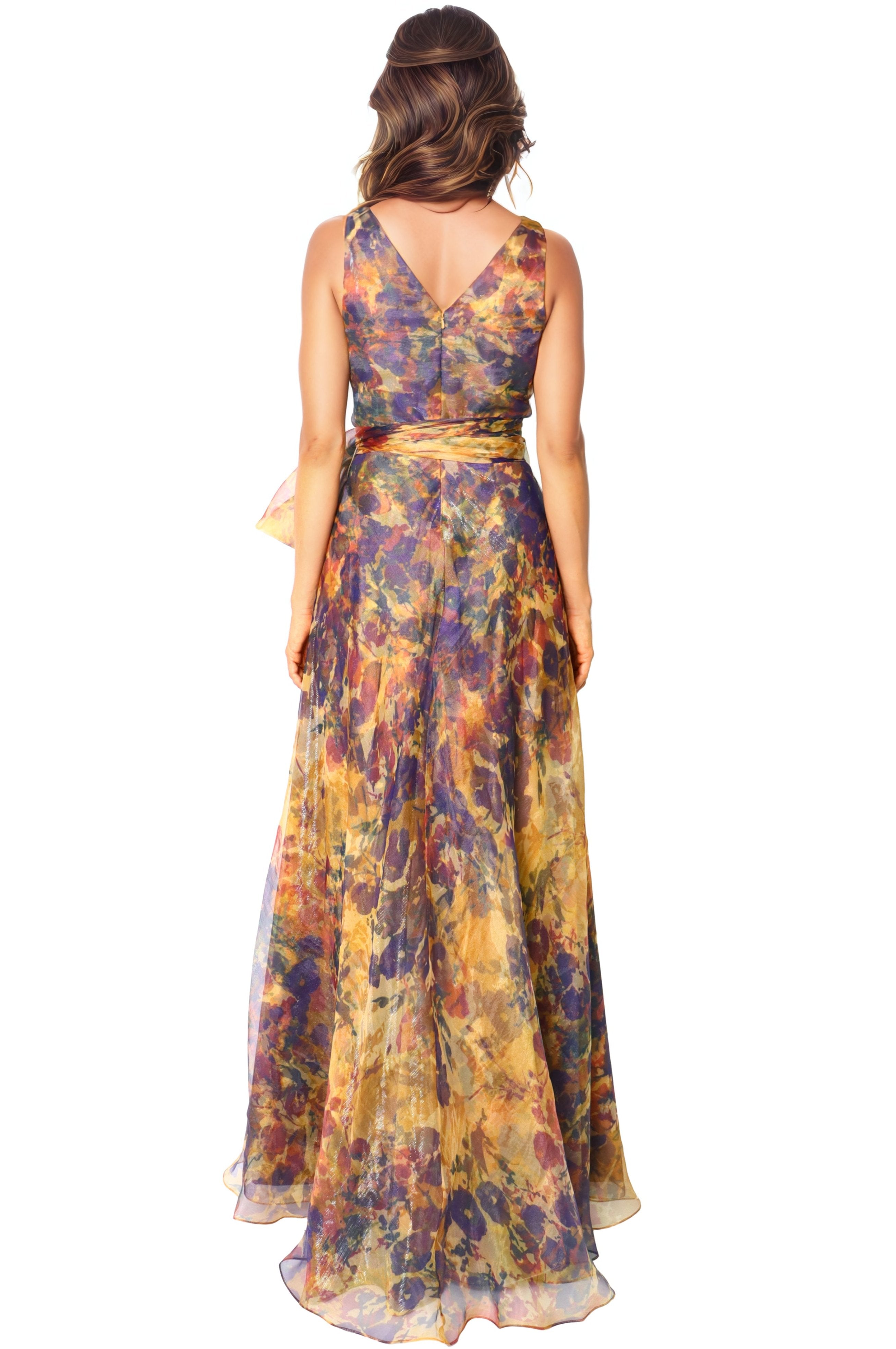V-Neck Organza A-Line Gown Gown Rene Ruiz Collection