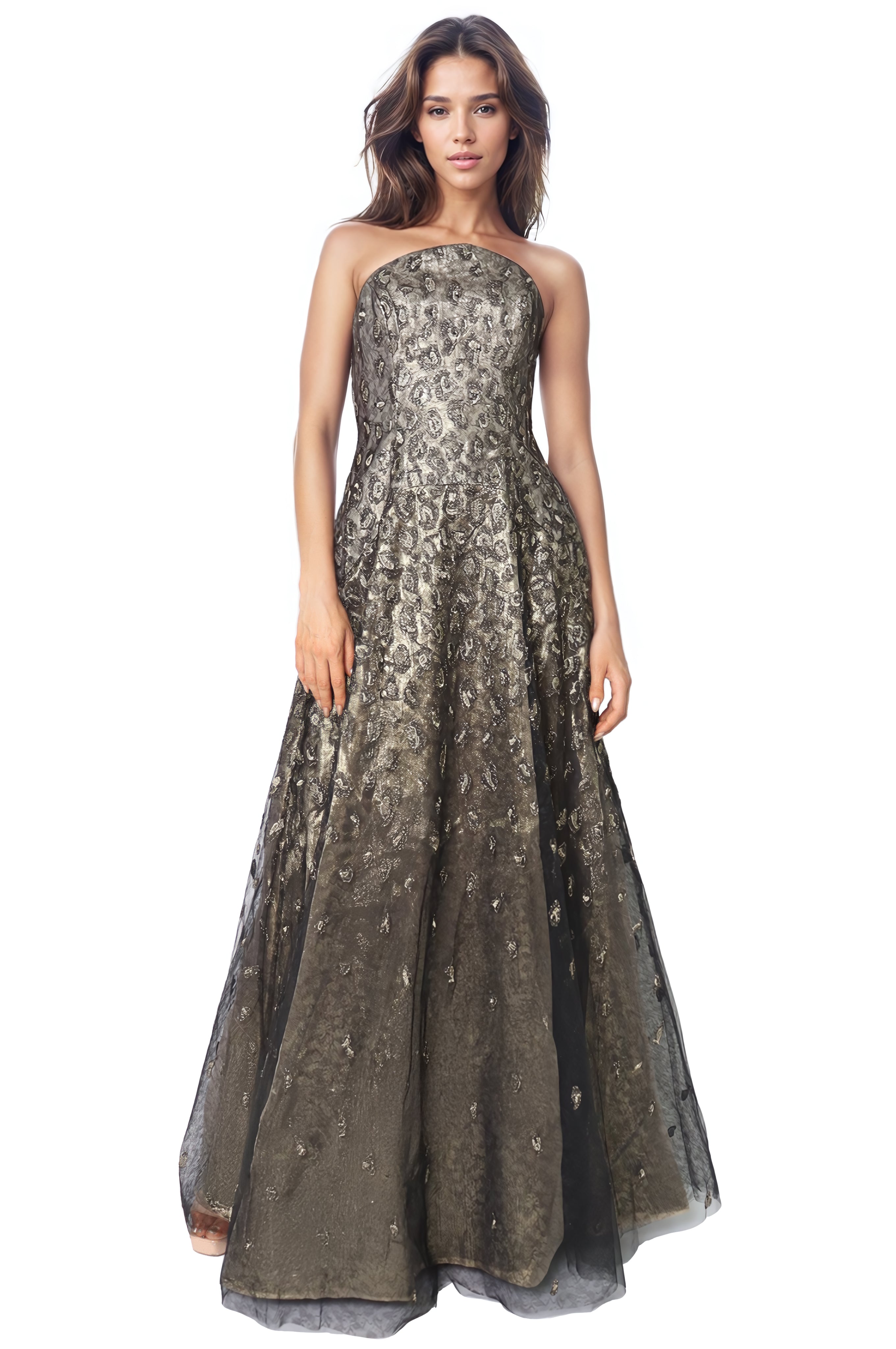 Strapless Embroidered Tulle A-Line Gown Gown Rene Ruiz Collection