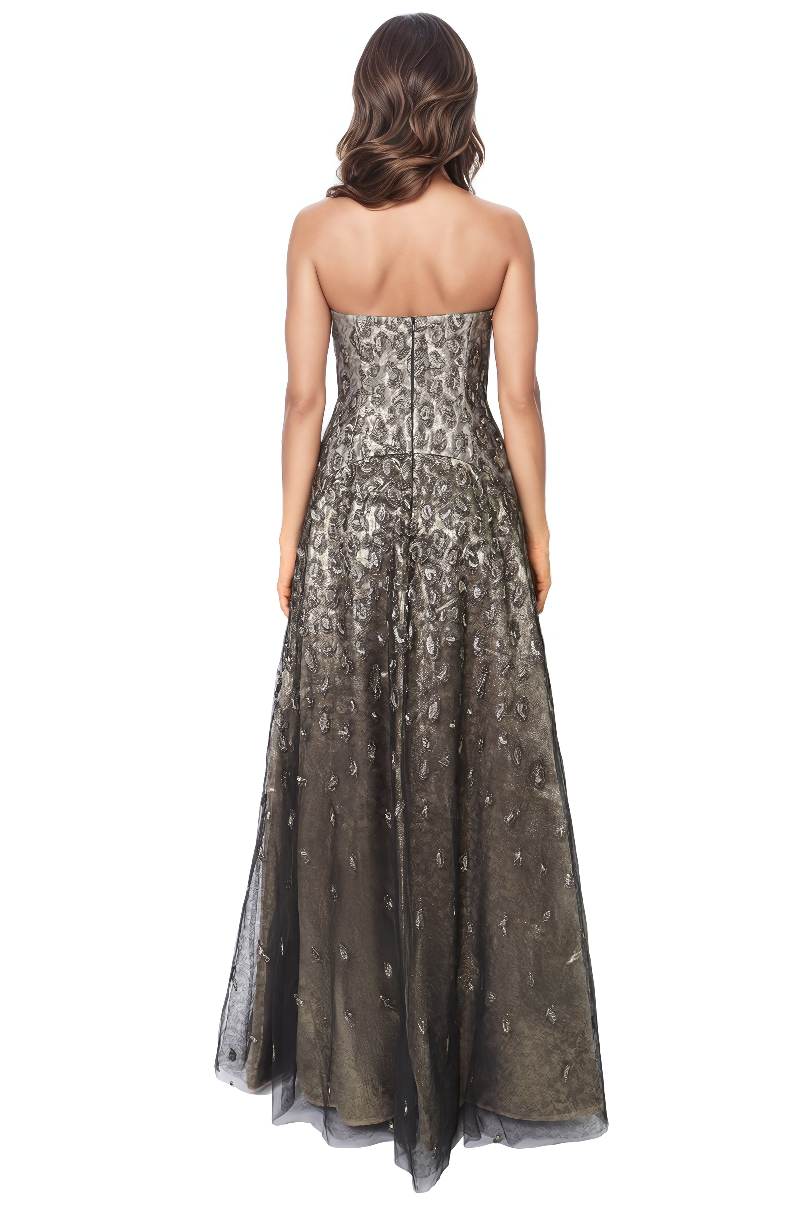 Strapless Embroidered Tulle A-Line Gown Gown Rene Ruiz Collection