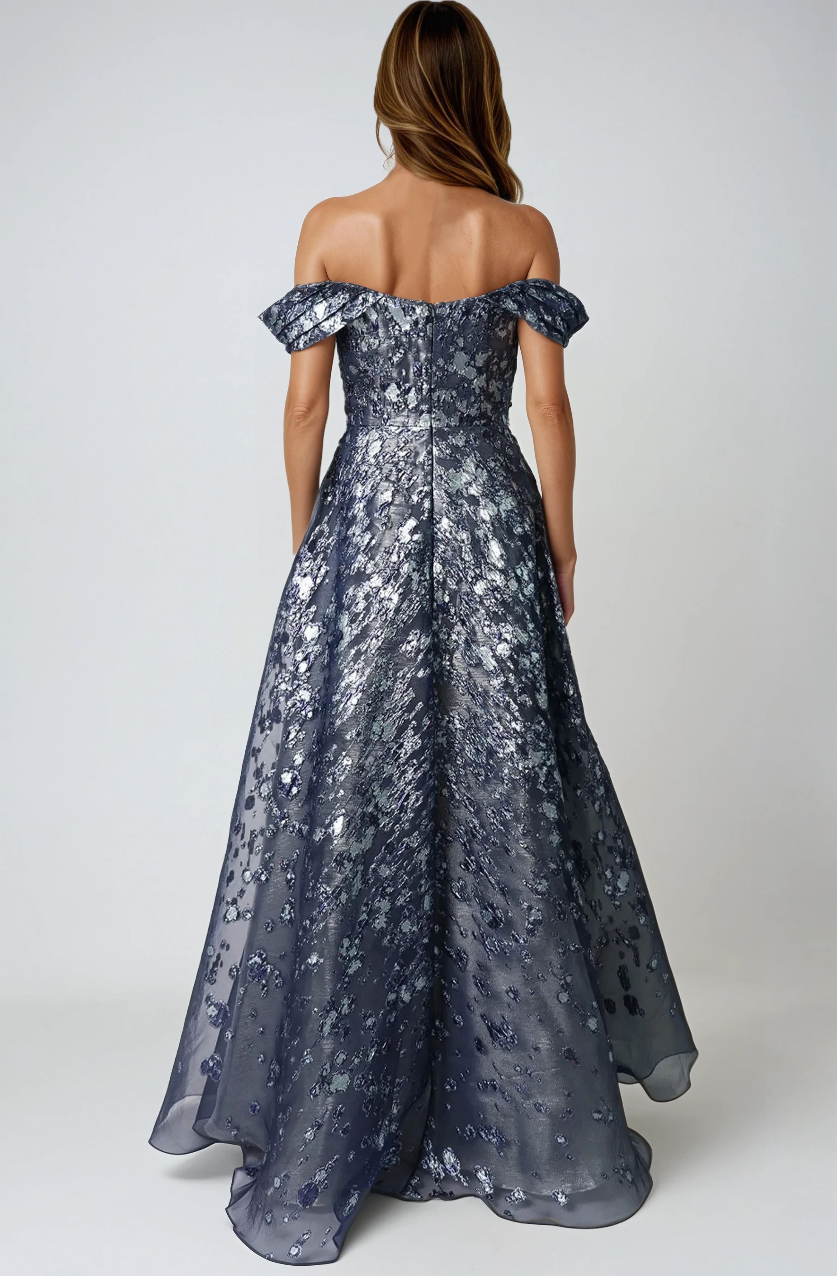 Off The Shoulder Fil Coupé A-Line Gown Gown Rene Ruiz Collection