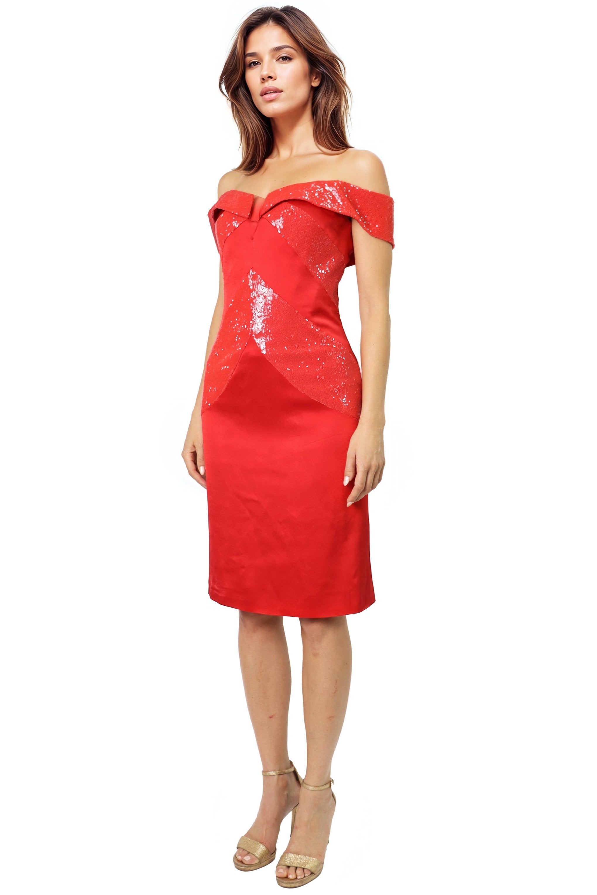 Off The Shoulder Sequin Cocktail Cocktail Rene Ruiz Collection